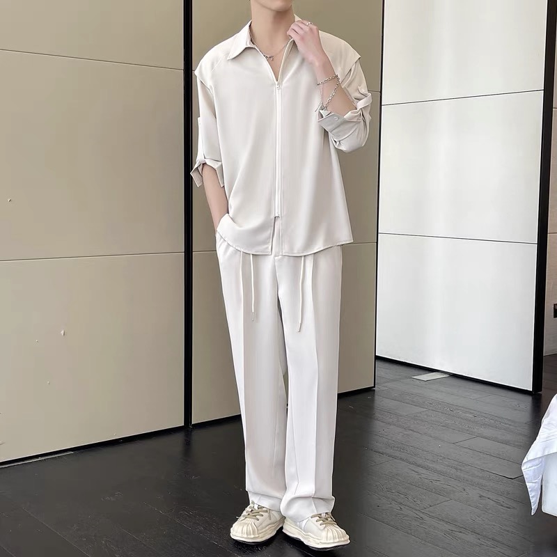 *MENS* Smart Casual No Effort Zip Top & (Long) Pants Set (2 Colours)