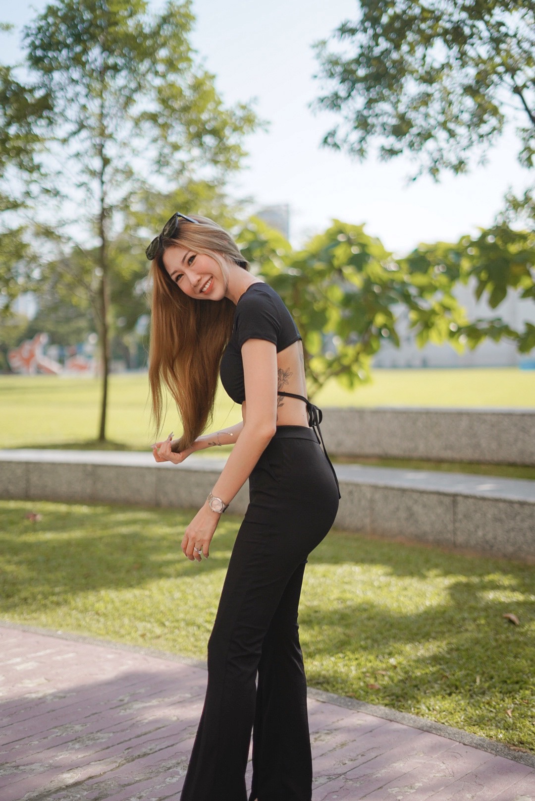 KCS Label: Cut Out Tie Back Crop Top & Long Pants Set (2 Colours)