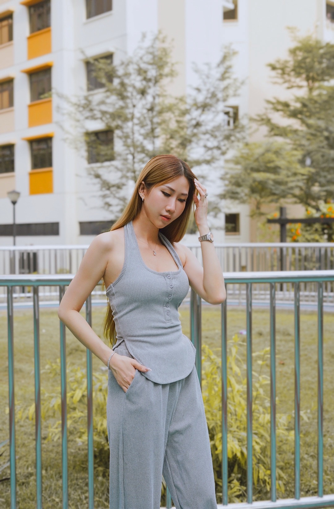 Halter Top & Long Pants Set (4 Colours)