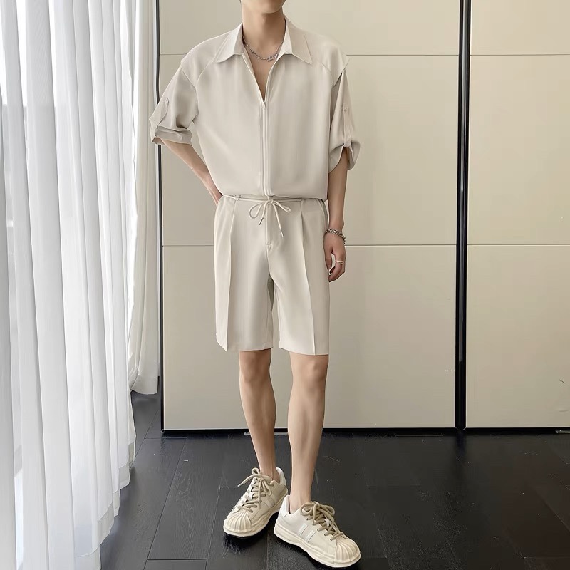 *MENS* Smart Casual No Effort Zip Top & (Short) Pants Set (2 Colours)