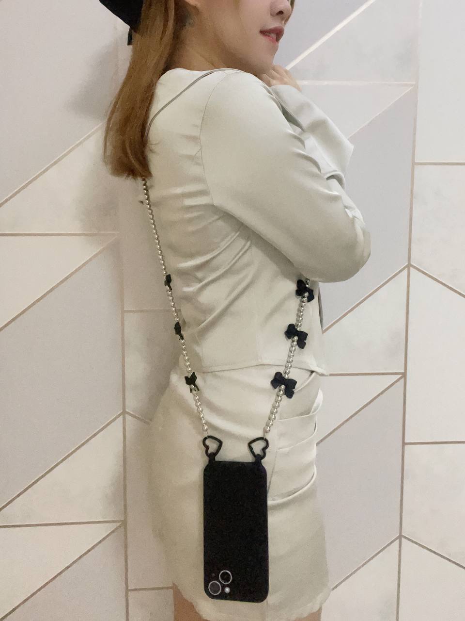 Ribbon Pearl Handphone Strap