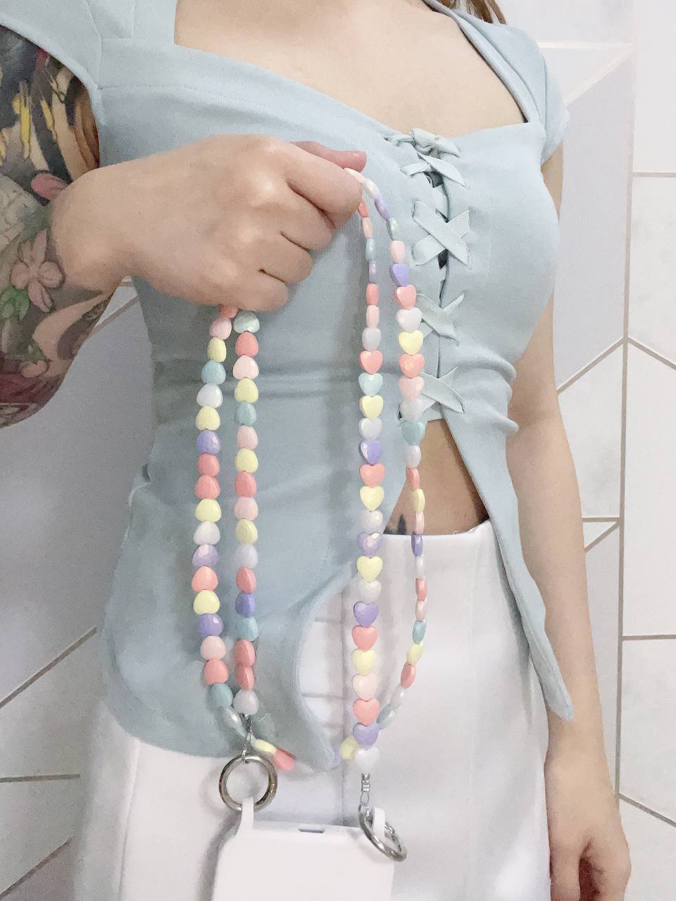 Pastel Colourful Beads Long Handphone Strap (2 Designs)