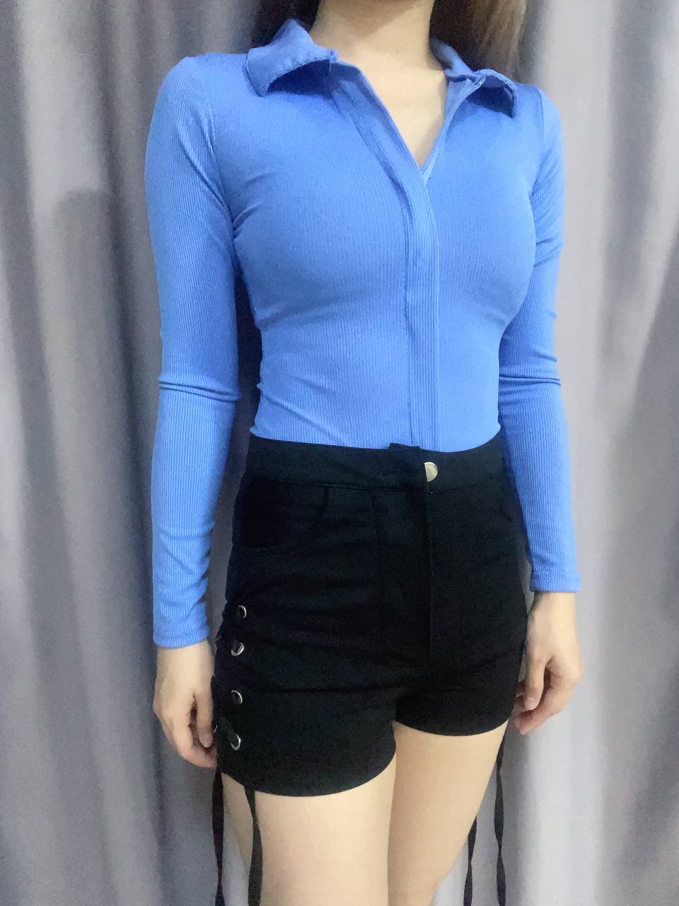 Long Sleeves Collared Bodysuit