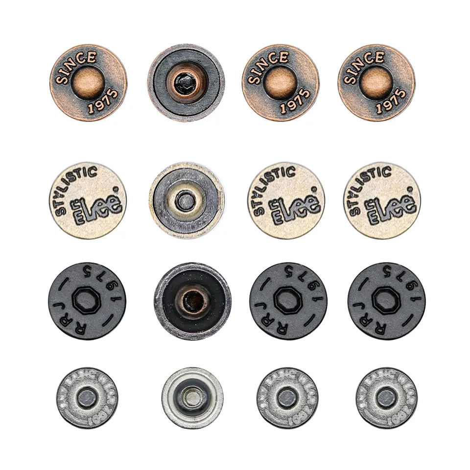 Decorative Metal Custom logo Button pant pocket buckle Denim -qlq