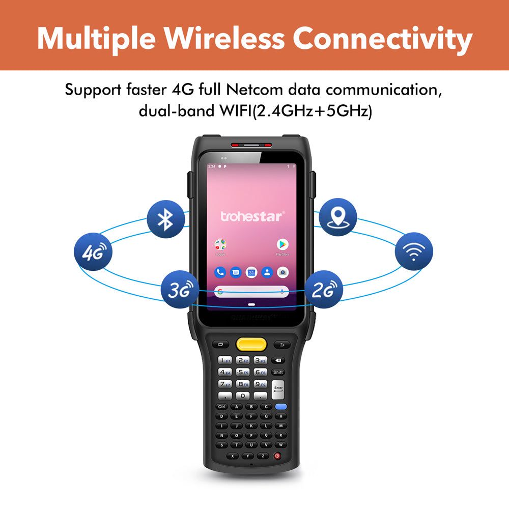 TROHESTAR Long Range Barcode Scanner, 2D Android 11.0 Scanner with Zebra 4750MR Scanner, IP67 Rugged Android Barcode Scanner NFC