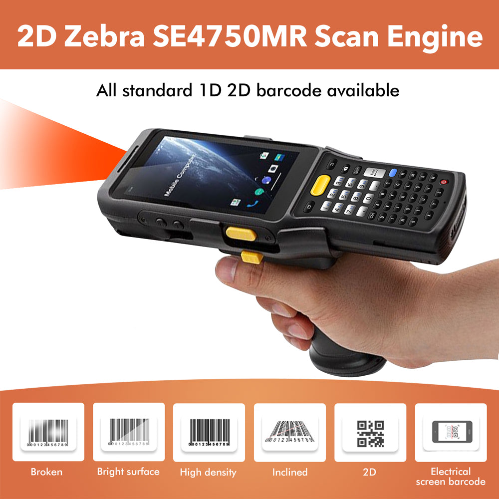 TROHESTAR Long Range Barcode Scanner, 2D Android 11.0 Scanner with Zebra 4750MR Scanner, IP67 Rugged Android Barcode Scanner NFC