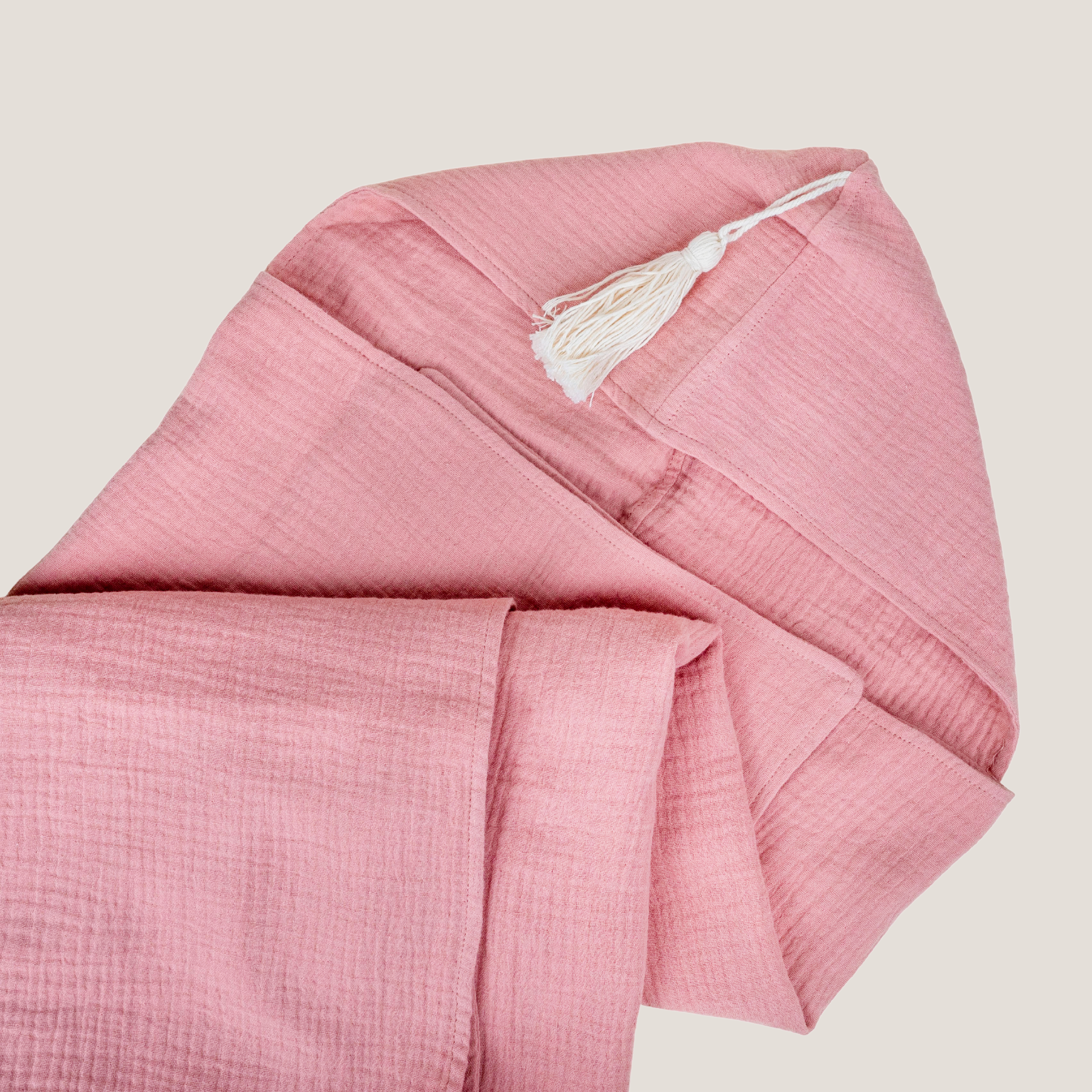 Organic Hooded Muslin Towel in Dusty Pink
