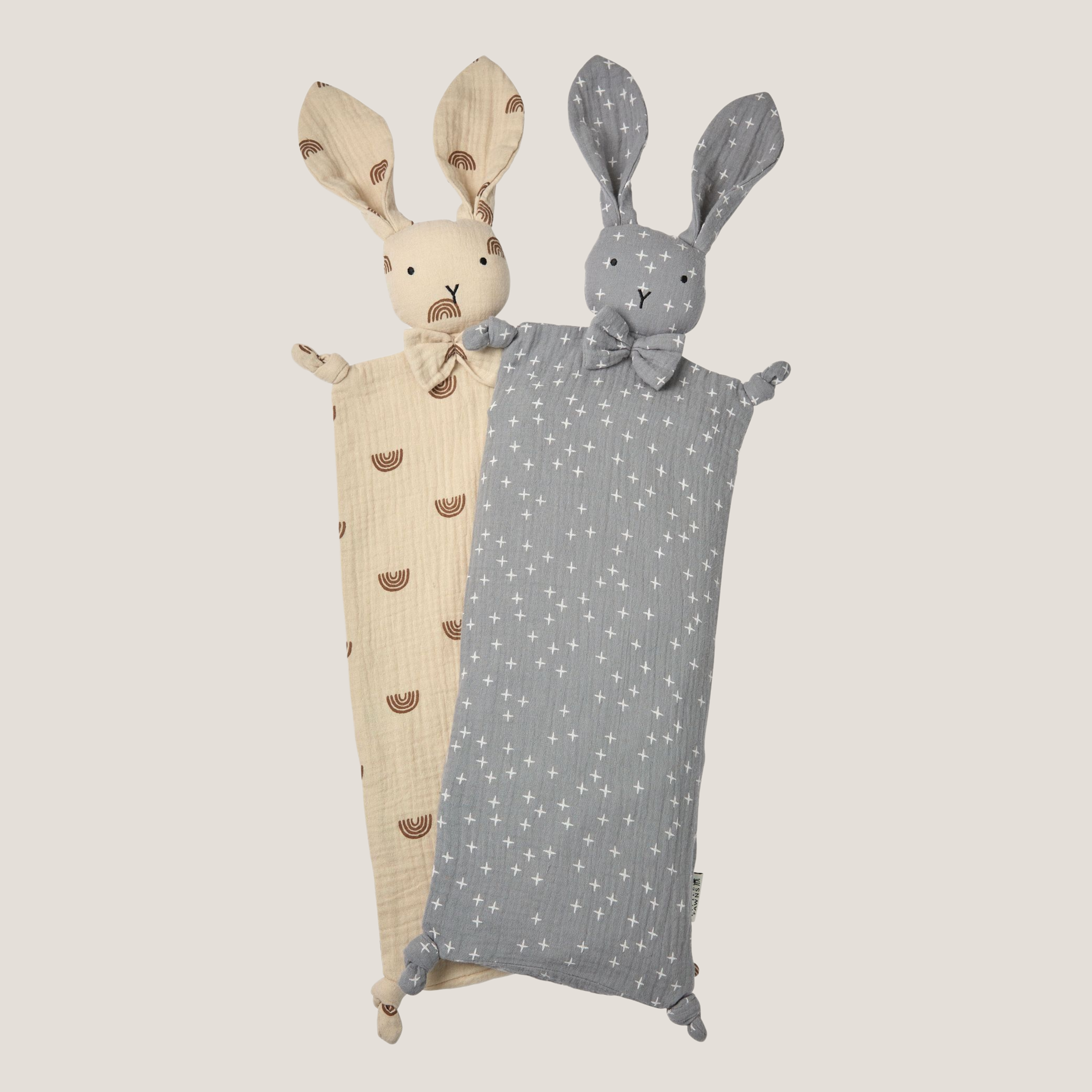 Snuggly Bunny Beansprout Husk Pillow + Cover Bundle (Pebble Grey Star & Ivory Beige Rainbow)