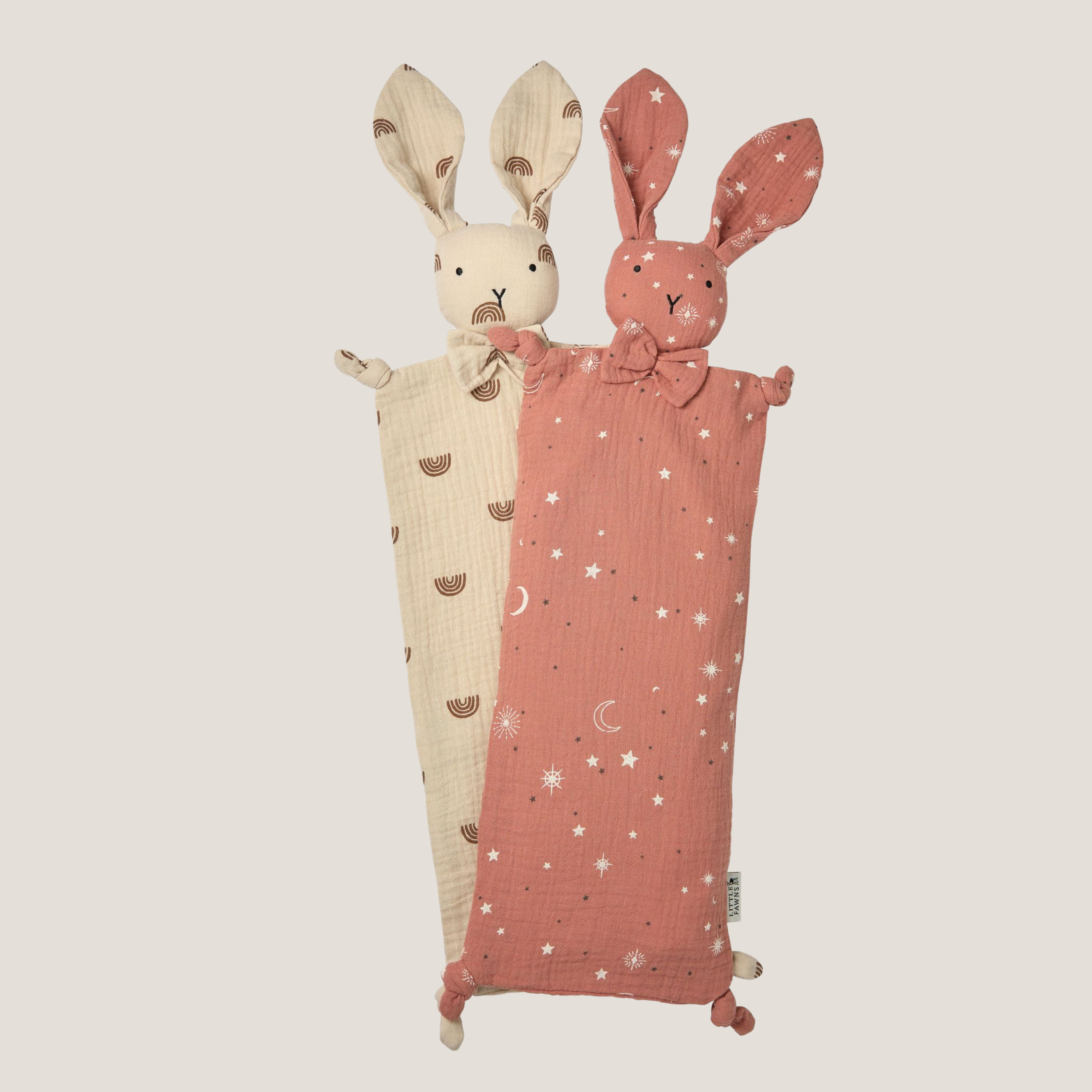 Snuggly Bunny Beansprout Husk Pillow + Cover Bundle (Dusty Pink & Ivory Beige Rainbow)