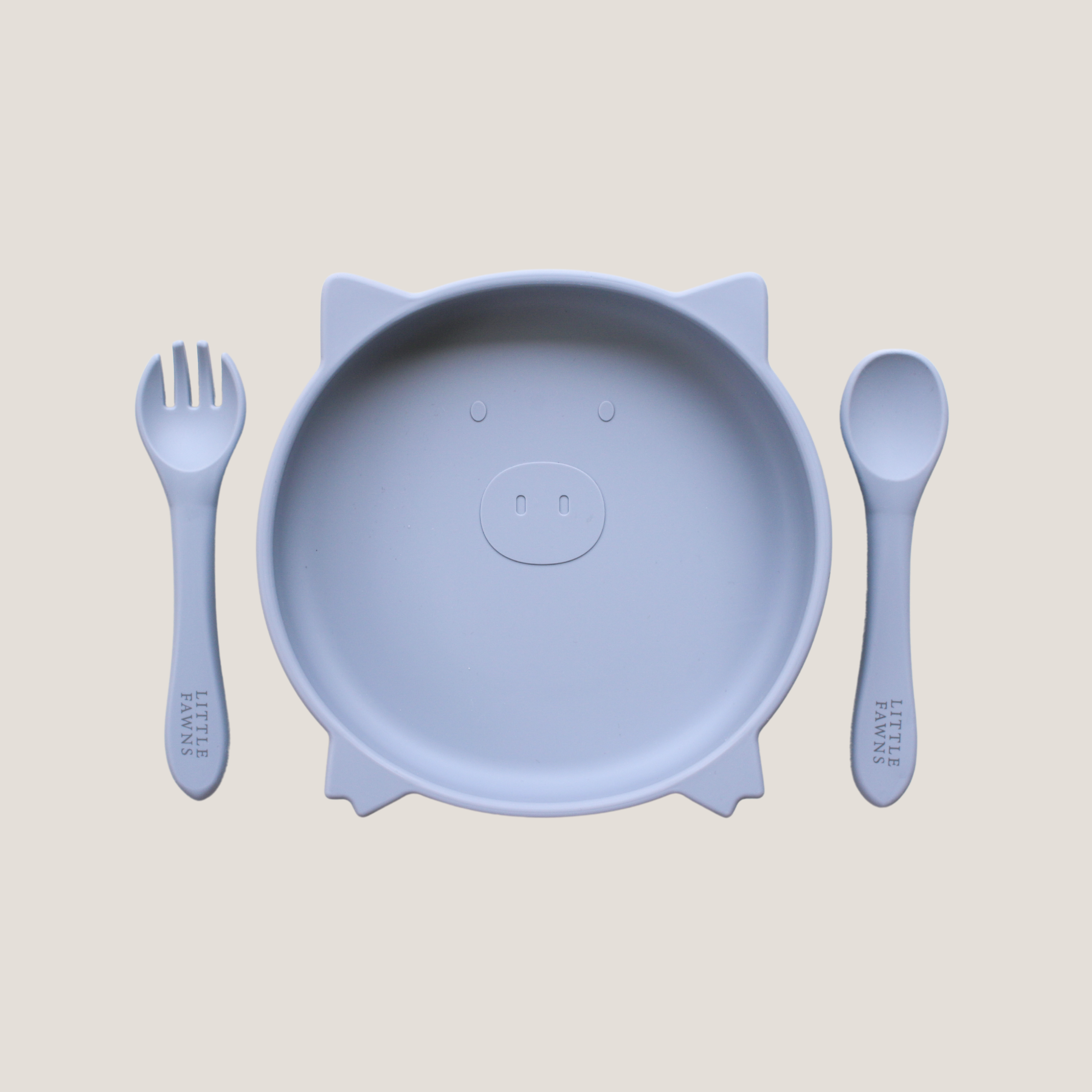 Silicone Suction Pig Plate in Steel Blue