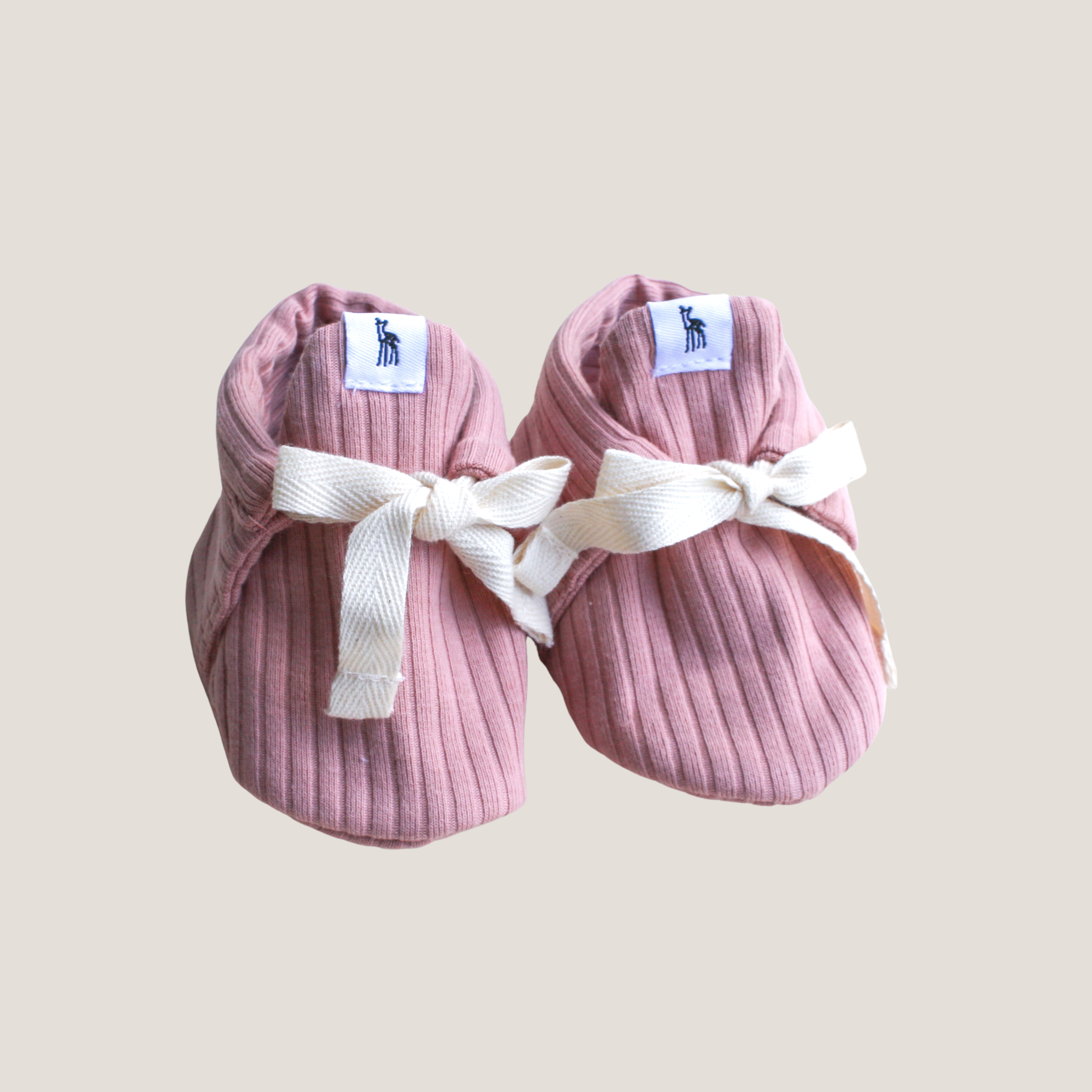 Ribbed Baby Booties in Dusty Pink