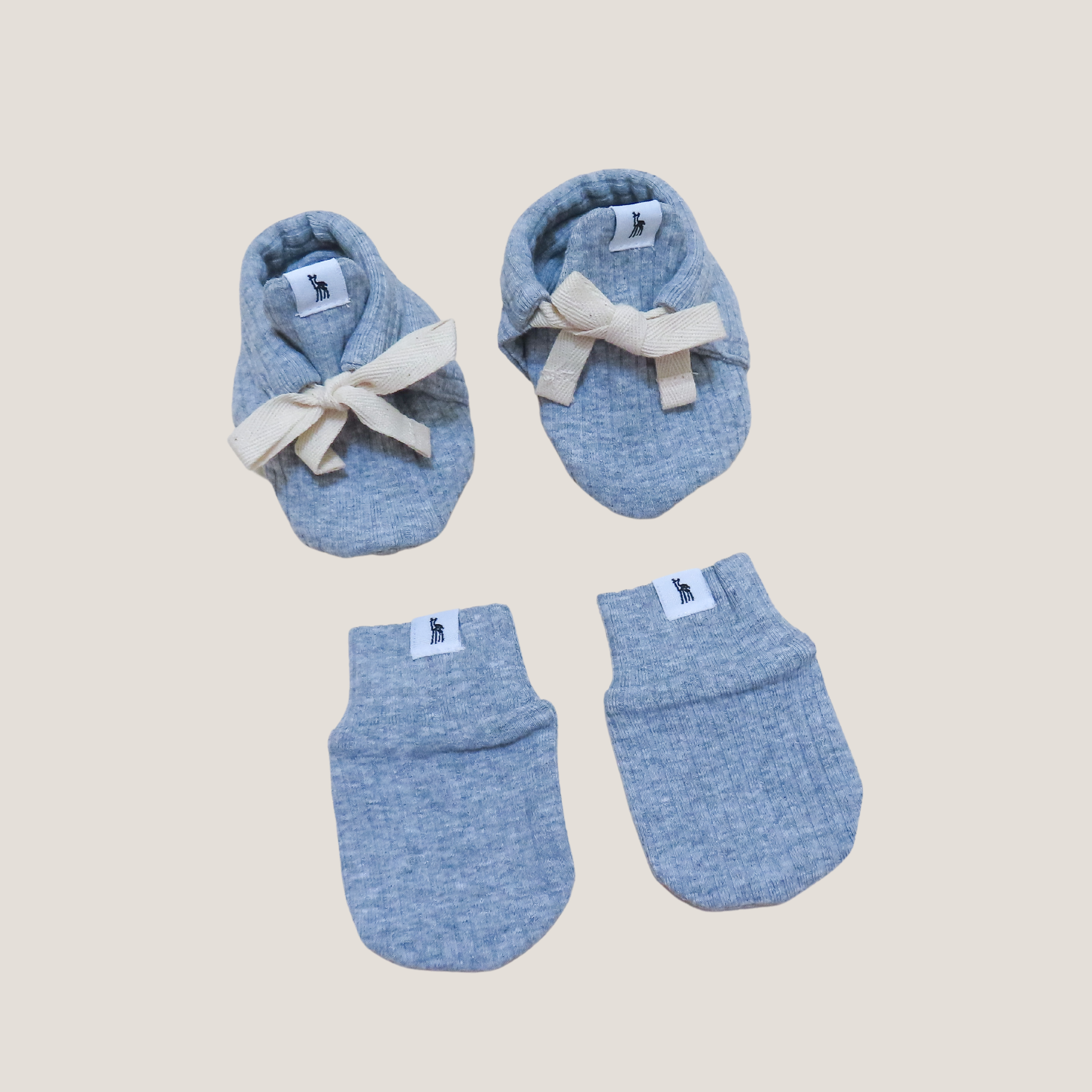 Ribbed Baby Mittens & Booties Bundle in Classic Grey