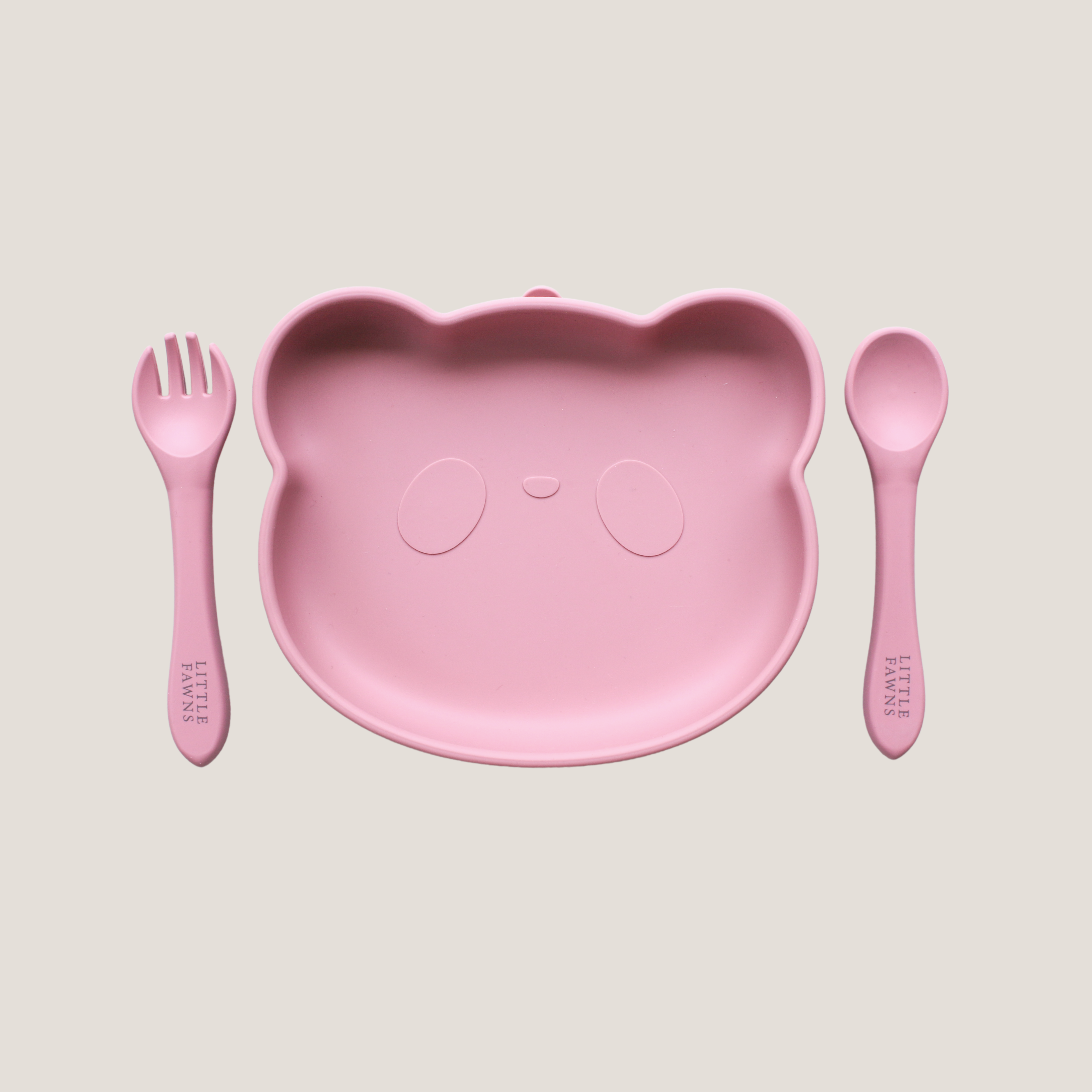 Silicone Suction Panda Plate in Dusty Pink