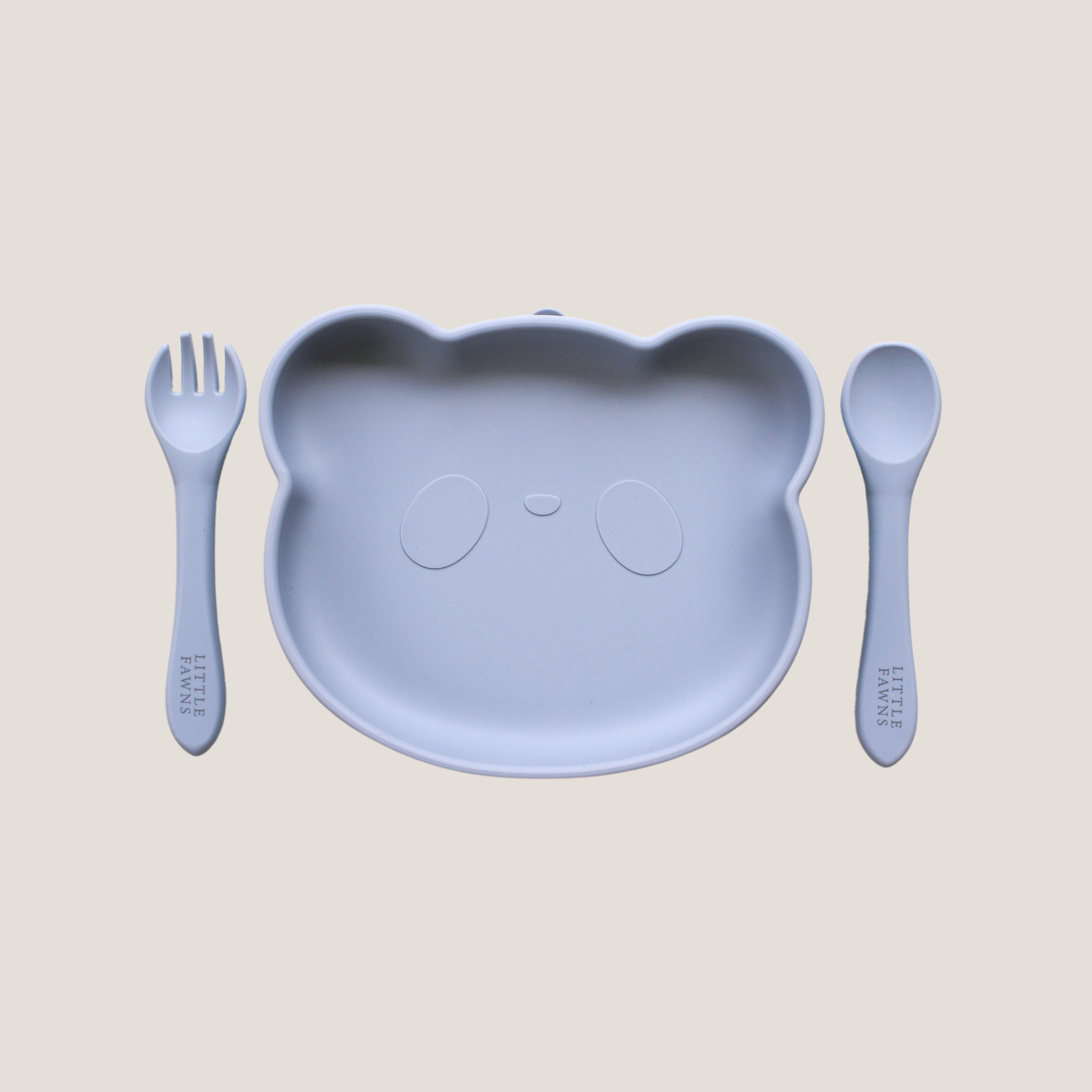 Silicone Suction Panda Plate in Steel Blue