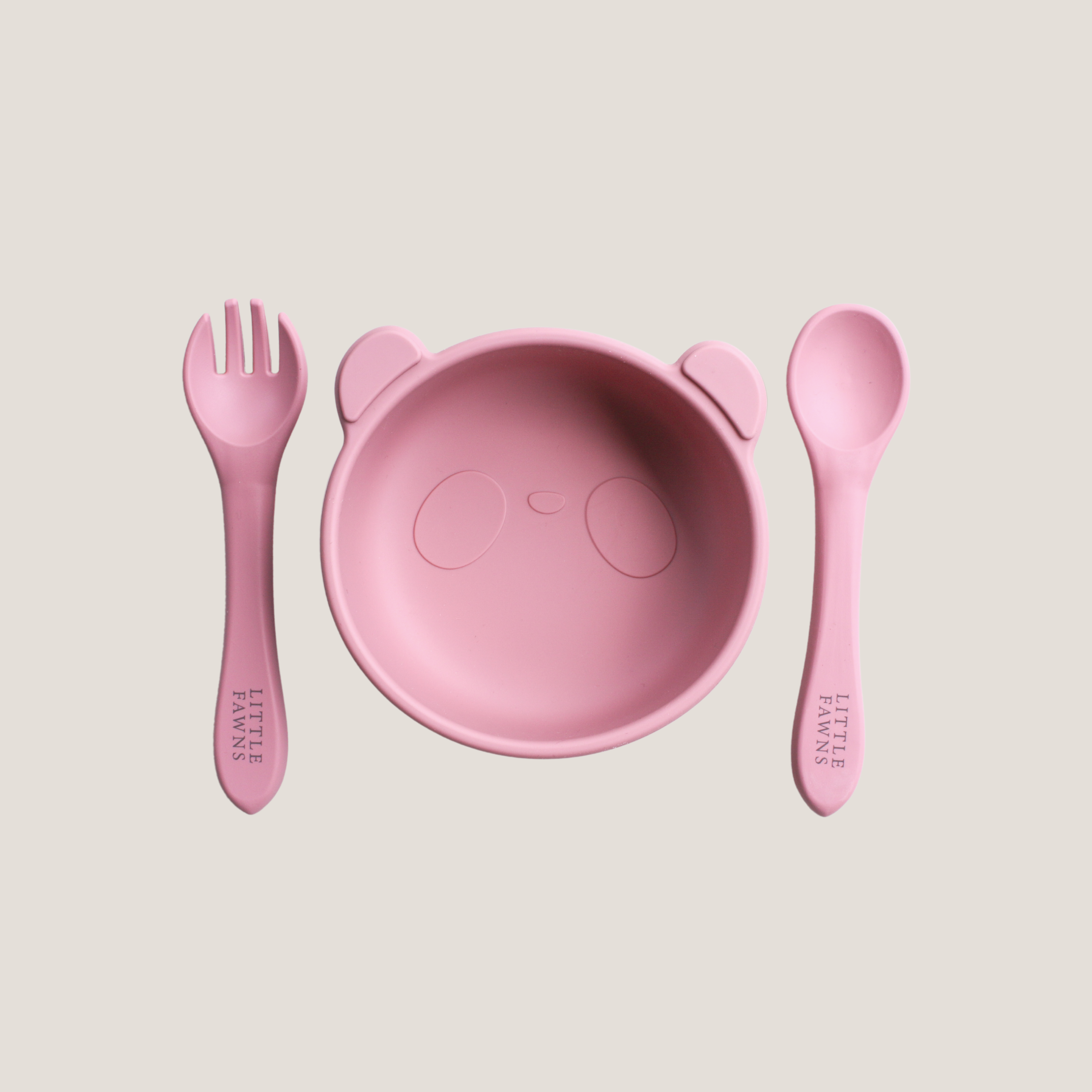 Silicone Suction Panda Bowl in Dusty Pink