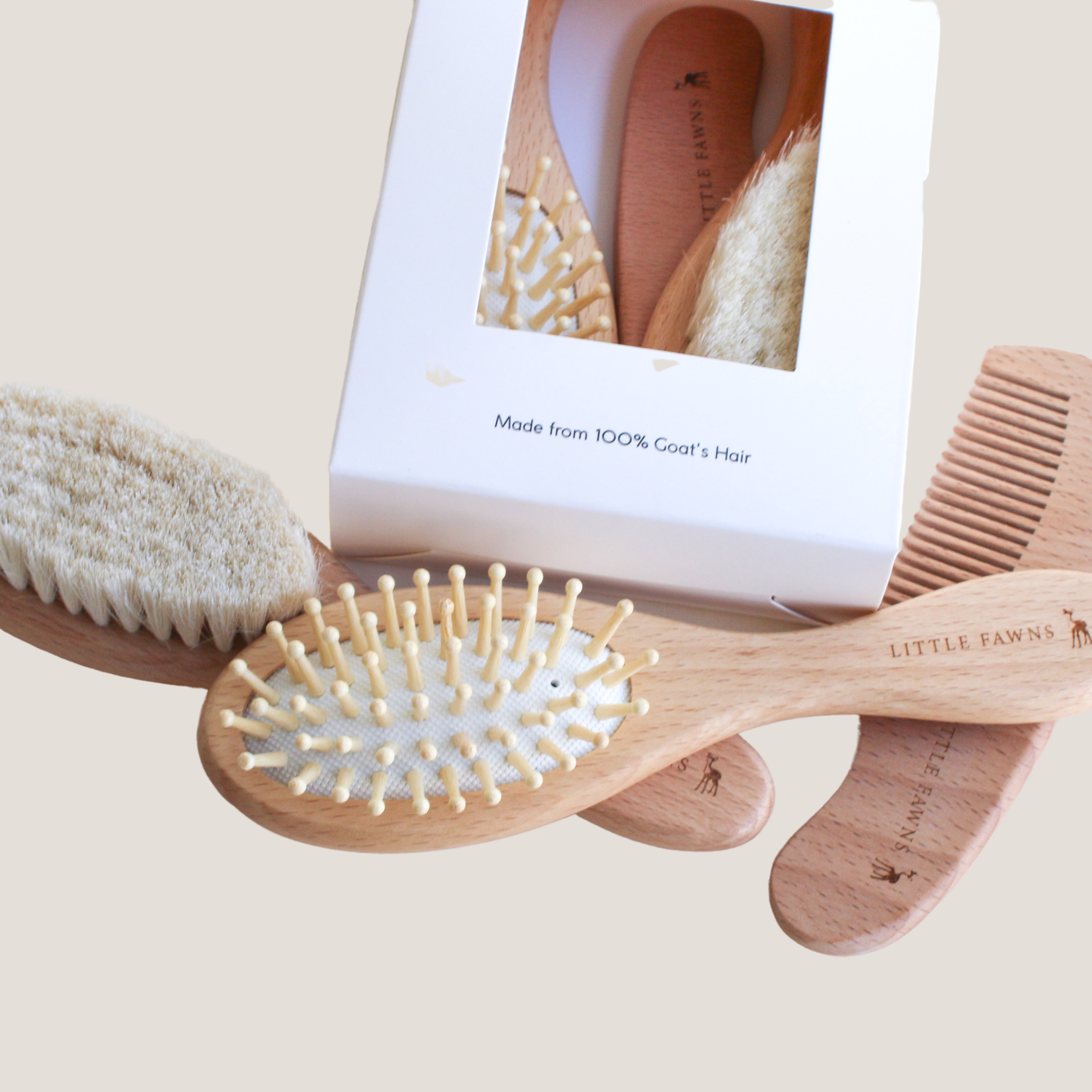 Natural Wooden Baby Hair Brush & Comb Set