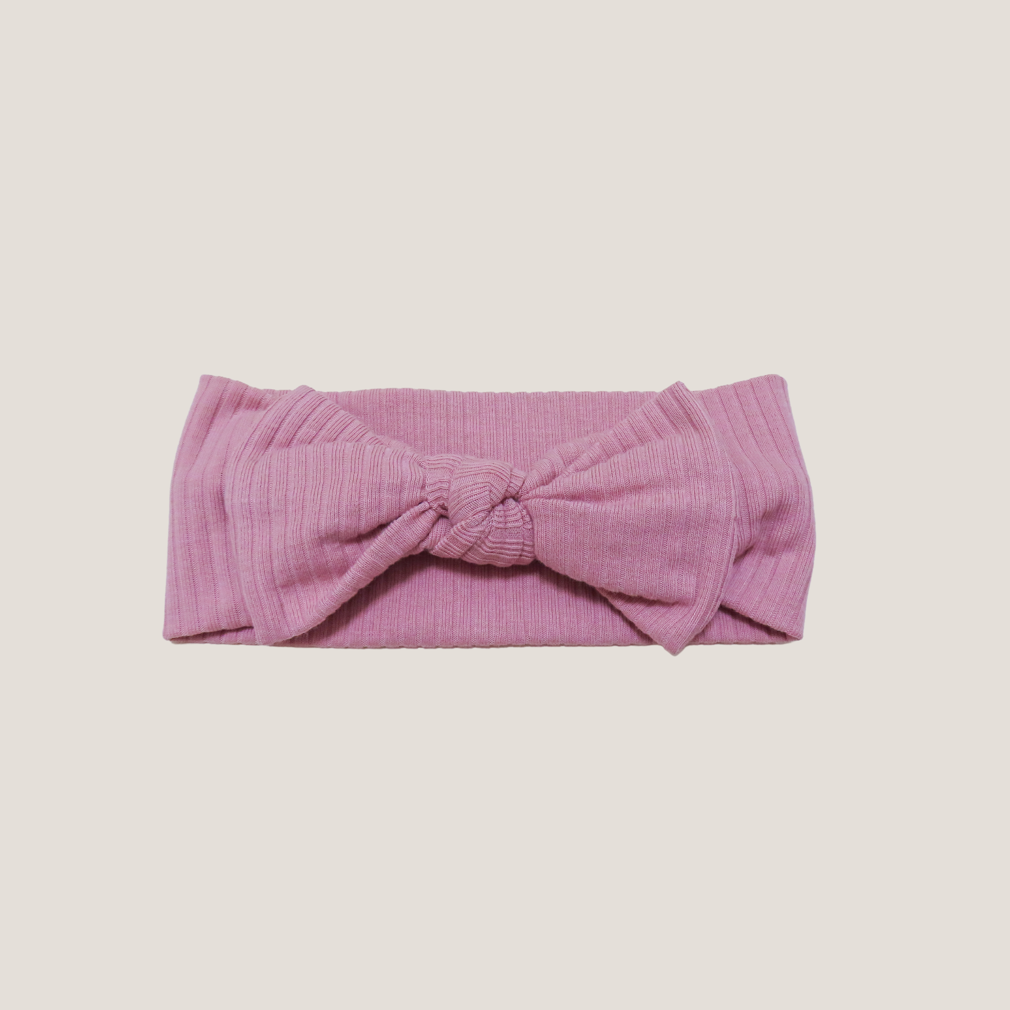 Ribbed Baby Bow Headband in Dusty Pink
