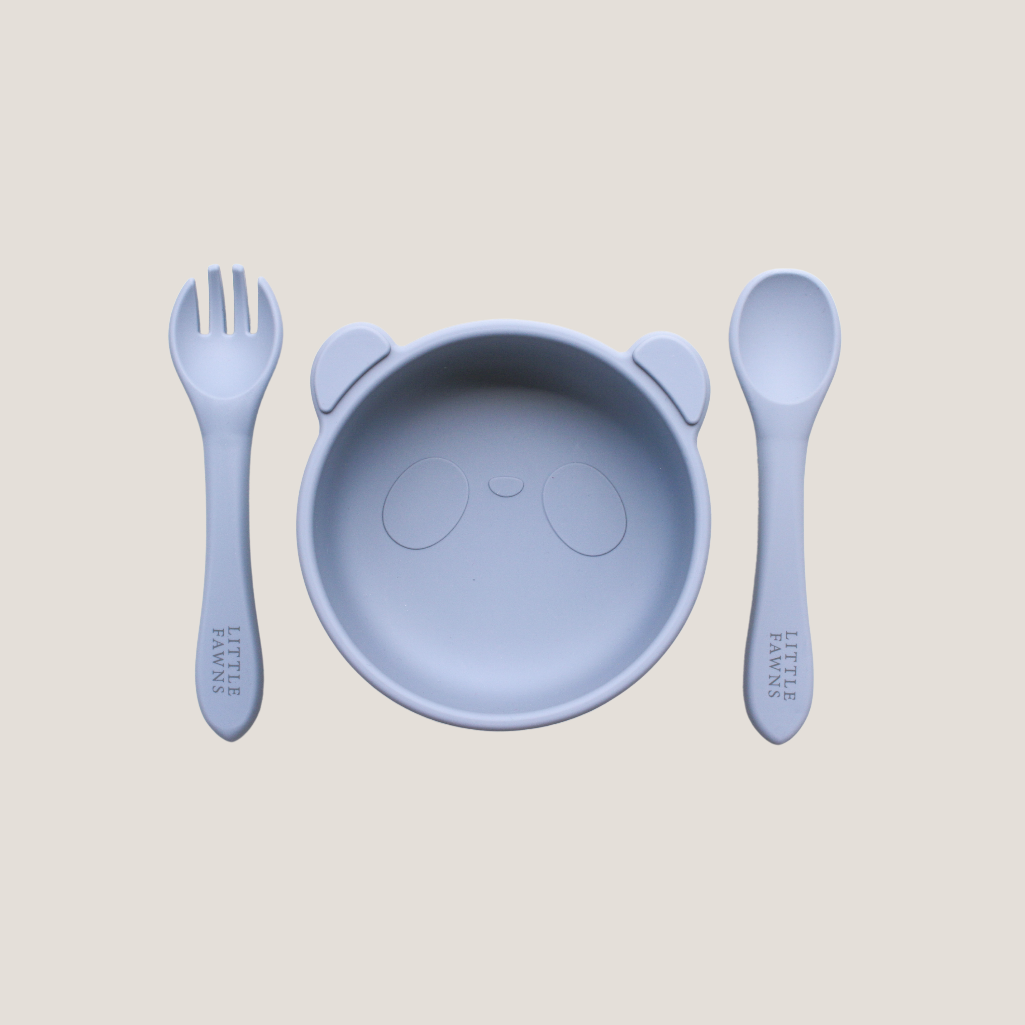 Silicone Suction Panda Bowl in Steel Blue