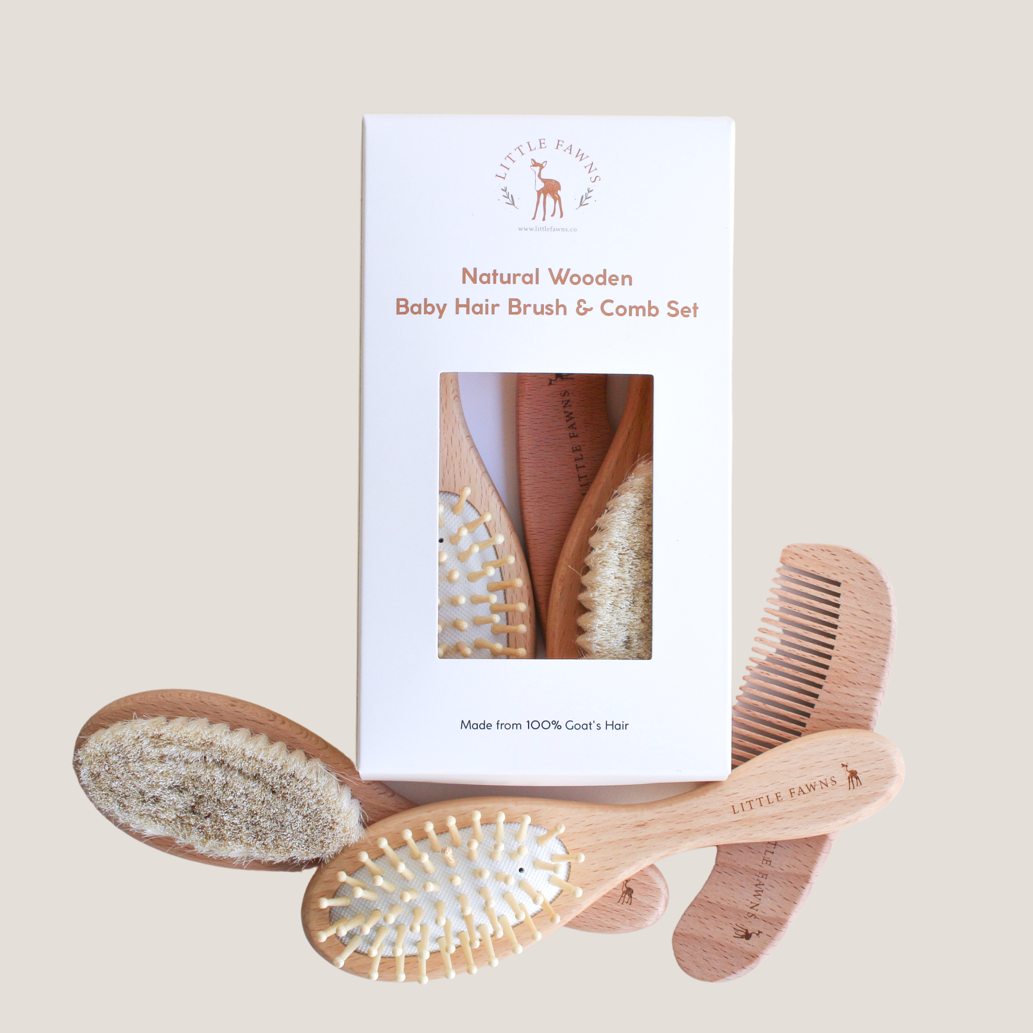 Natural Wooden Baby Hair Brush & Comb Set