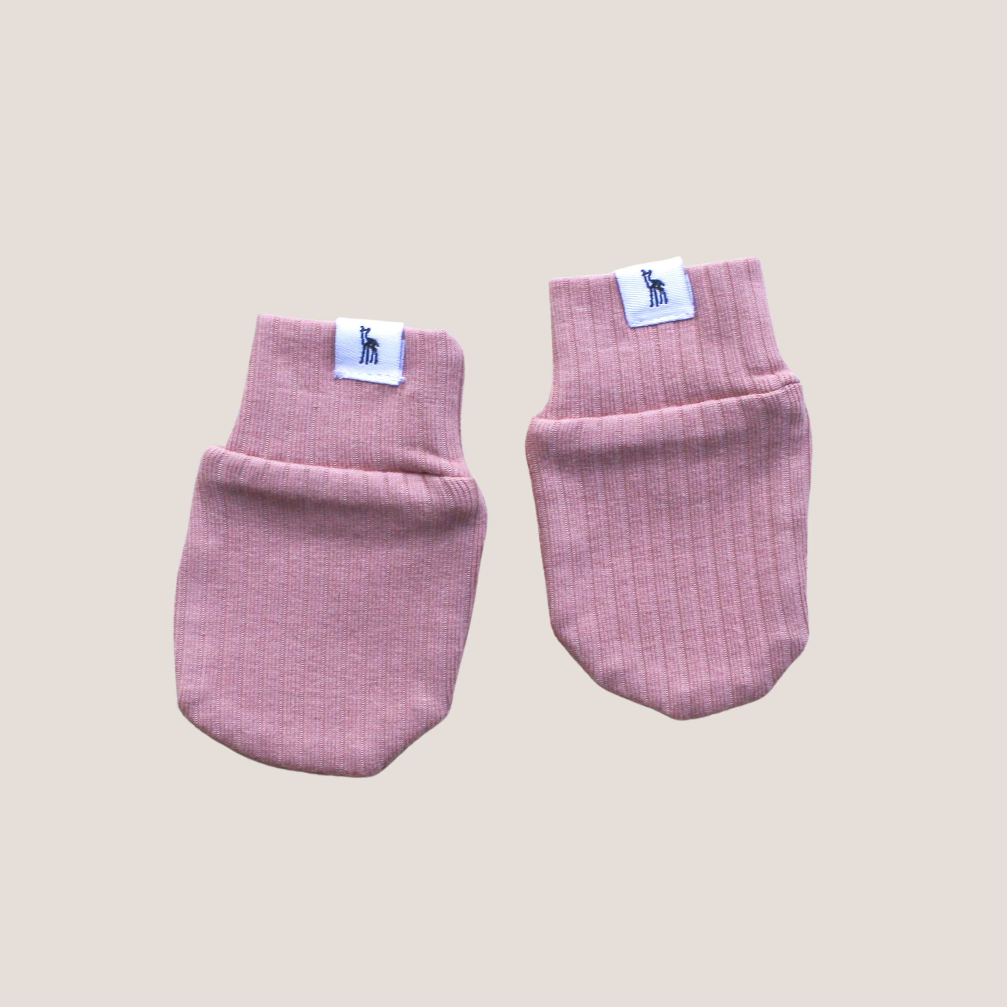 Ribbed Baby Mittens in Dusty Pink