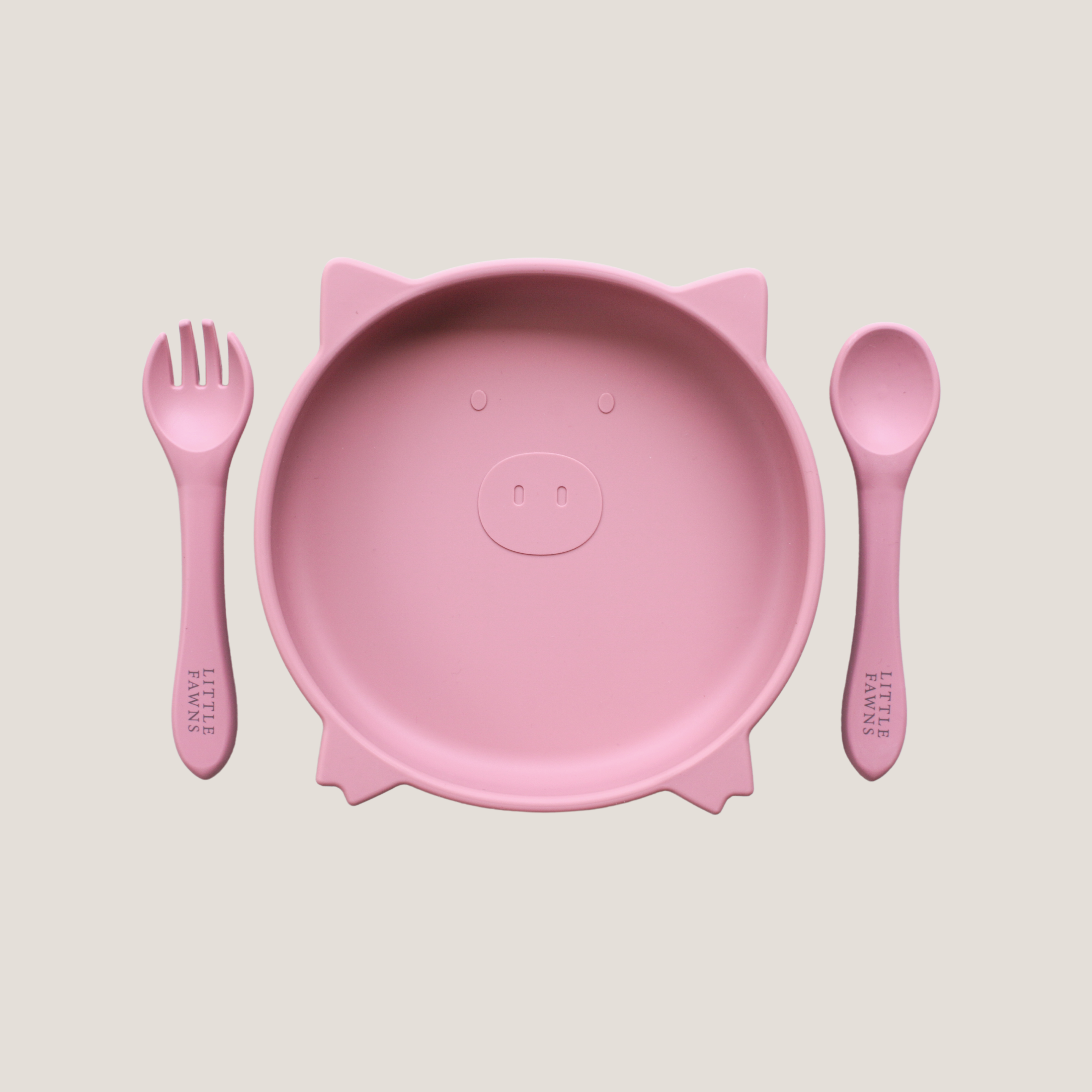 Silicone Suction Pig Plate in Dusty Pink
