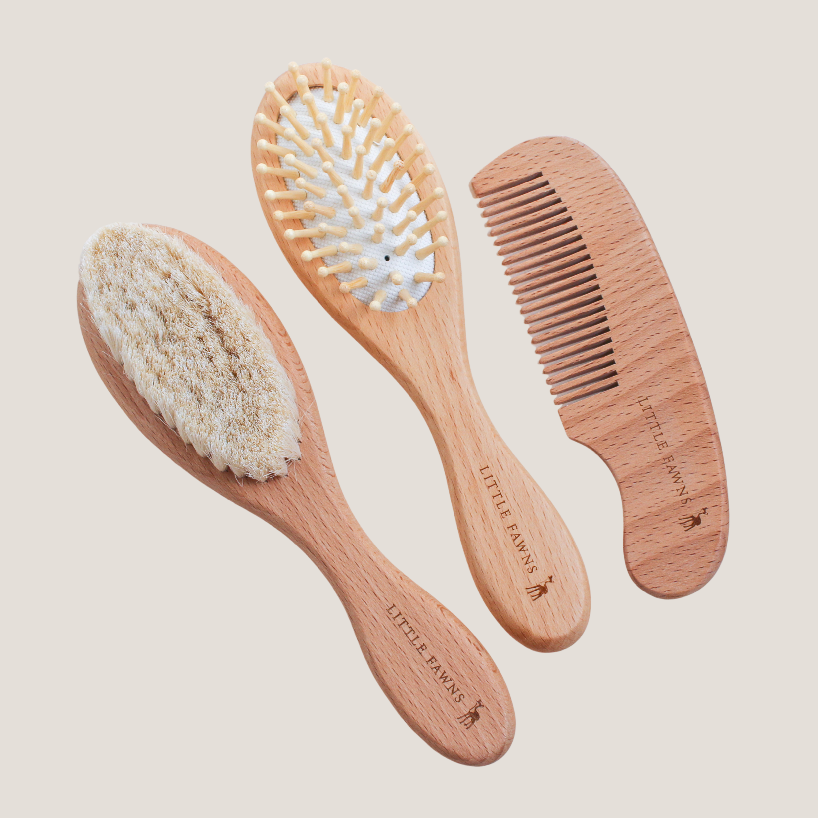 Natural Wooden Baby Hair Brush & Comb Set