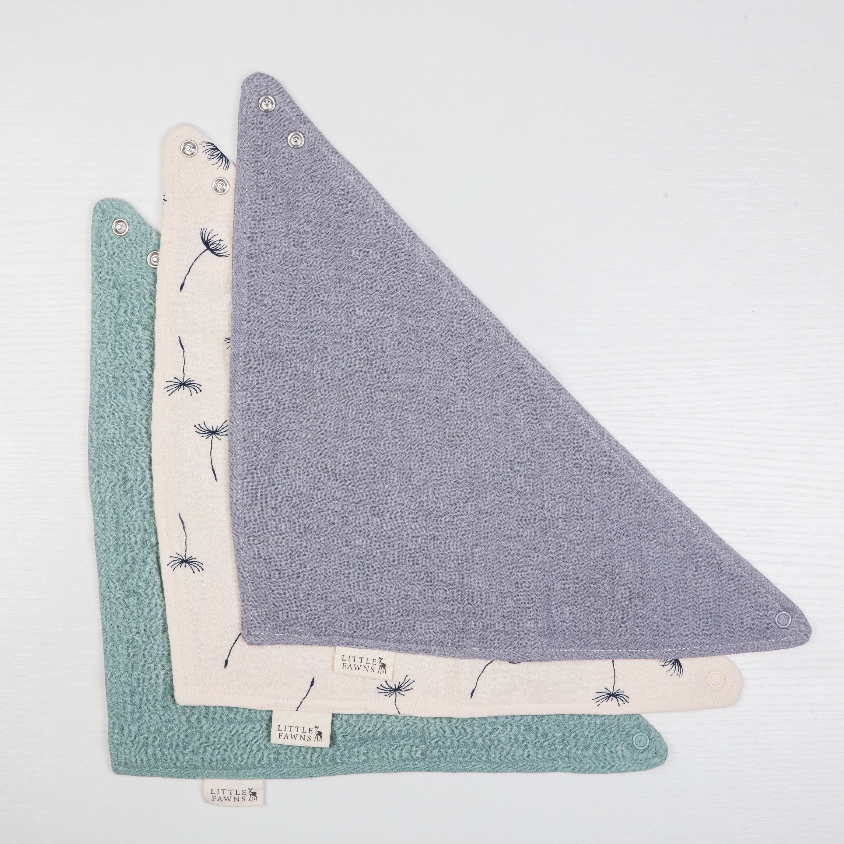 Organic Cotton Bibs Bundle (Pebble Grey, Dandelion Vanilla, Sage)