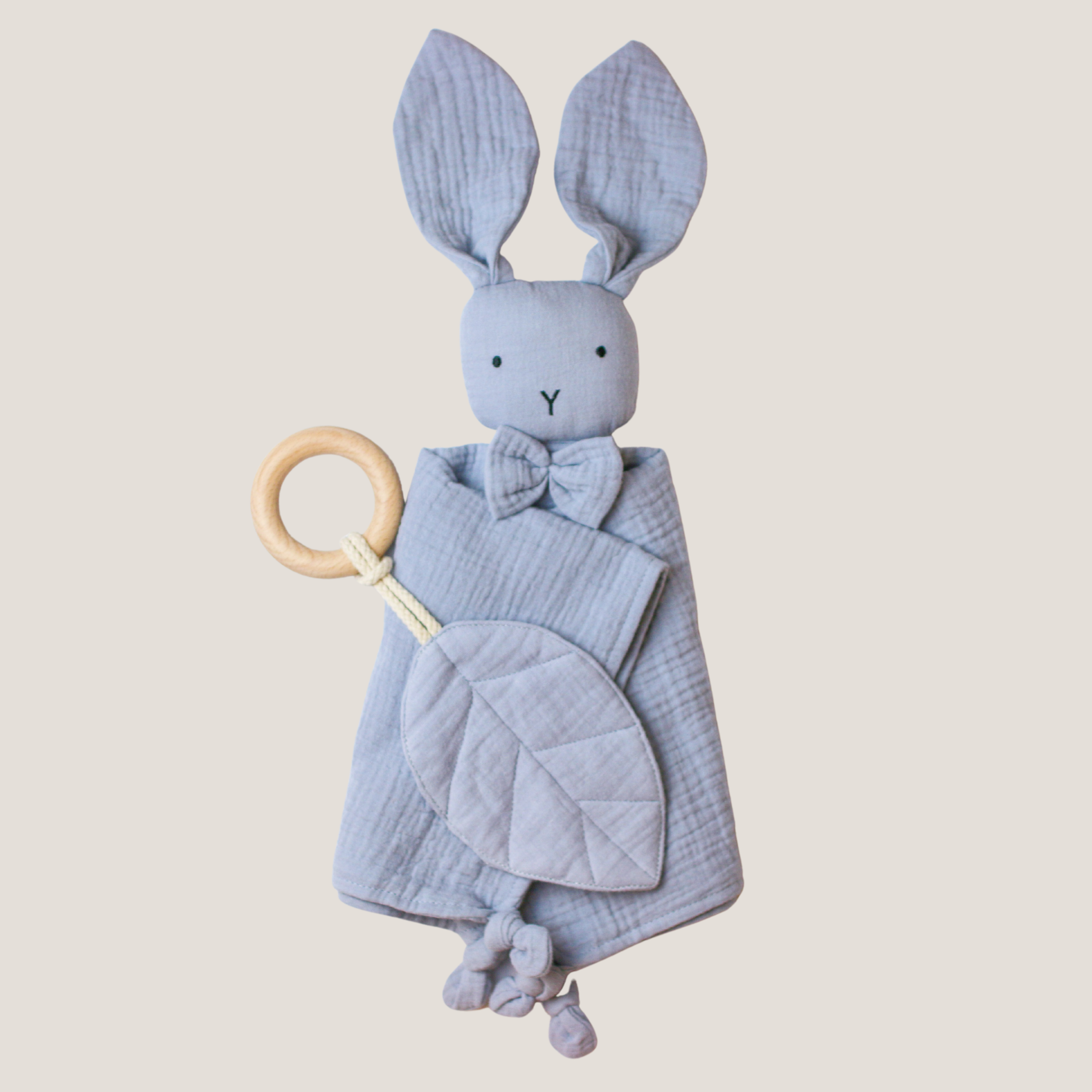 Snuggly Bunny Comforter & Ring Leaf Teether Bundle in Gentle Grey
