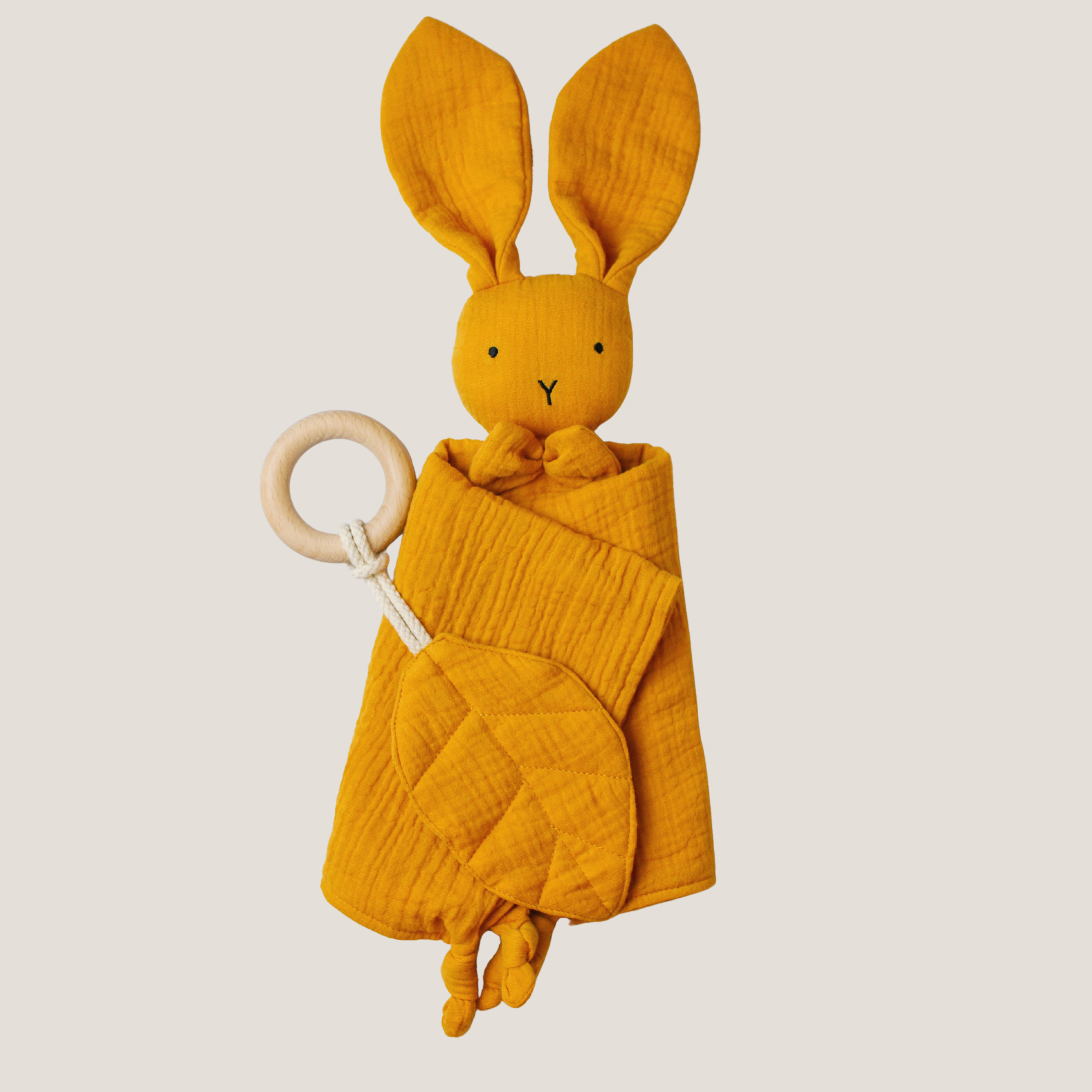 Snuggly Bunny Comforter & Ring Leaf Teether Bundle in Butterscotch