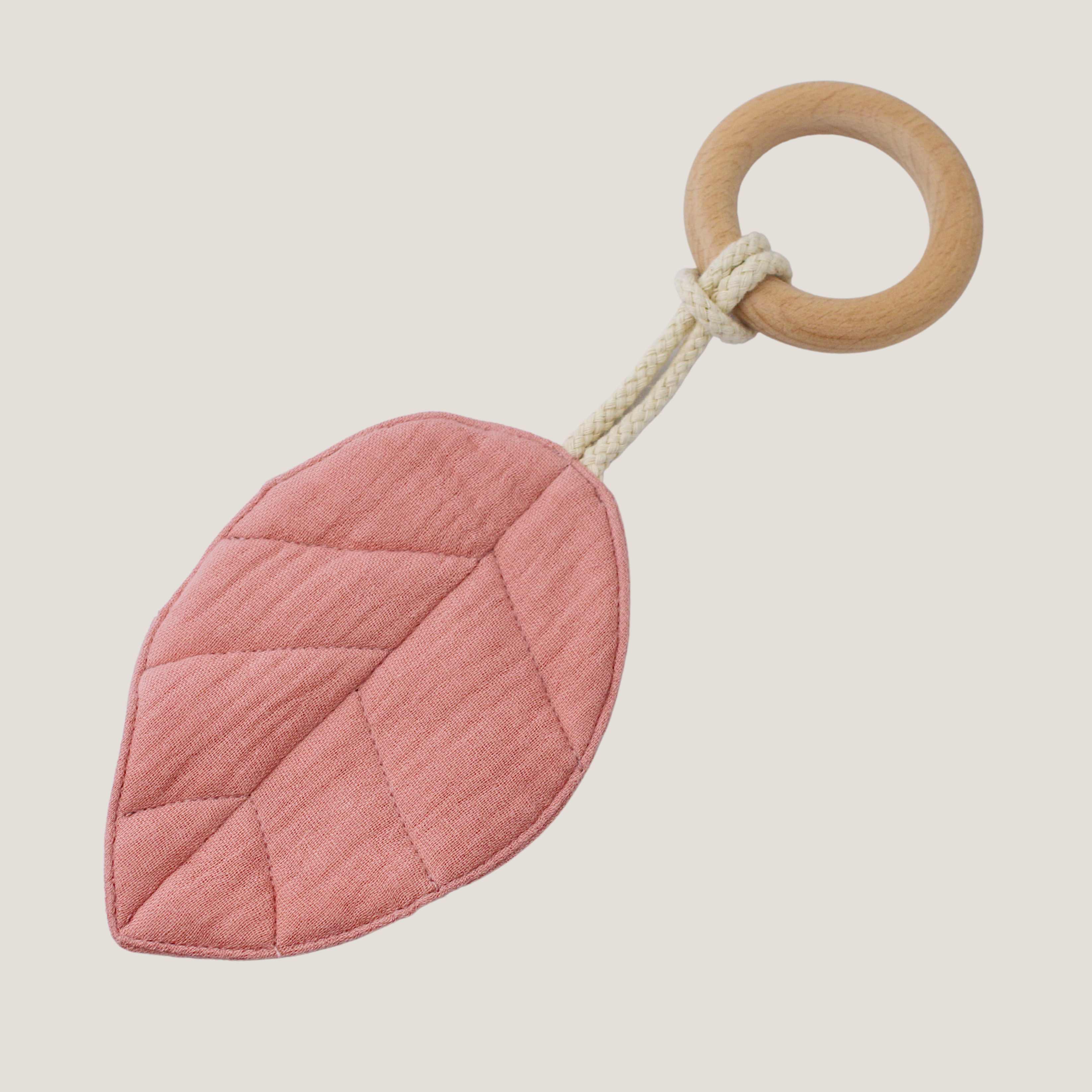 Ring Leaf Teether in Dusty Pink
