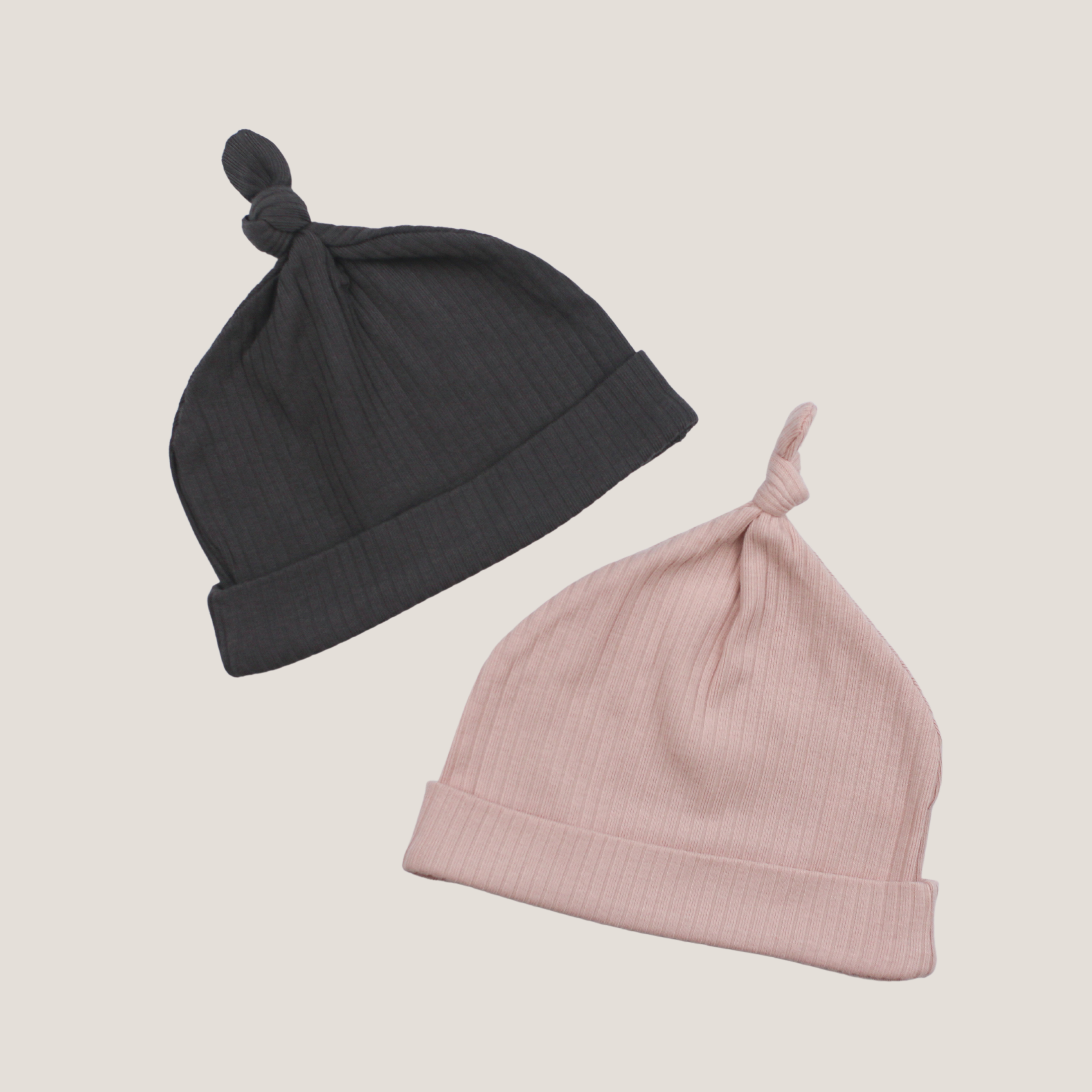 Ribbed Baby Beanie in Pink Blush