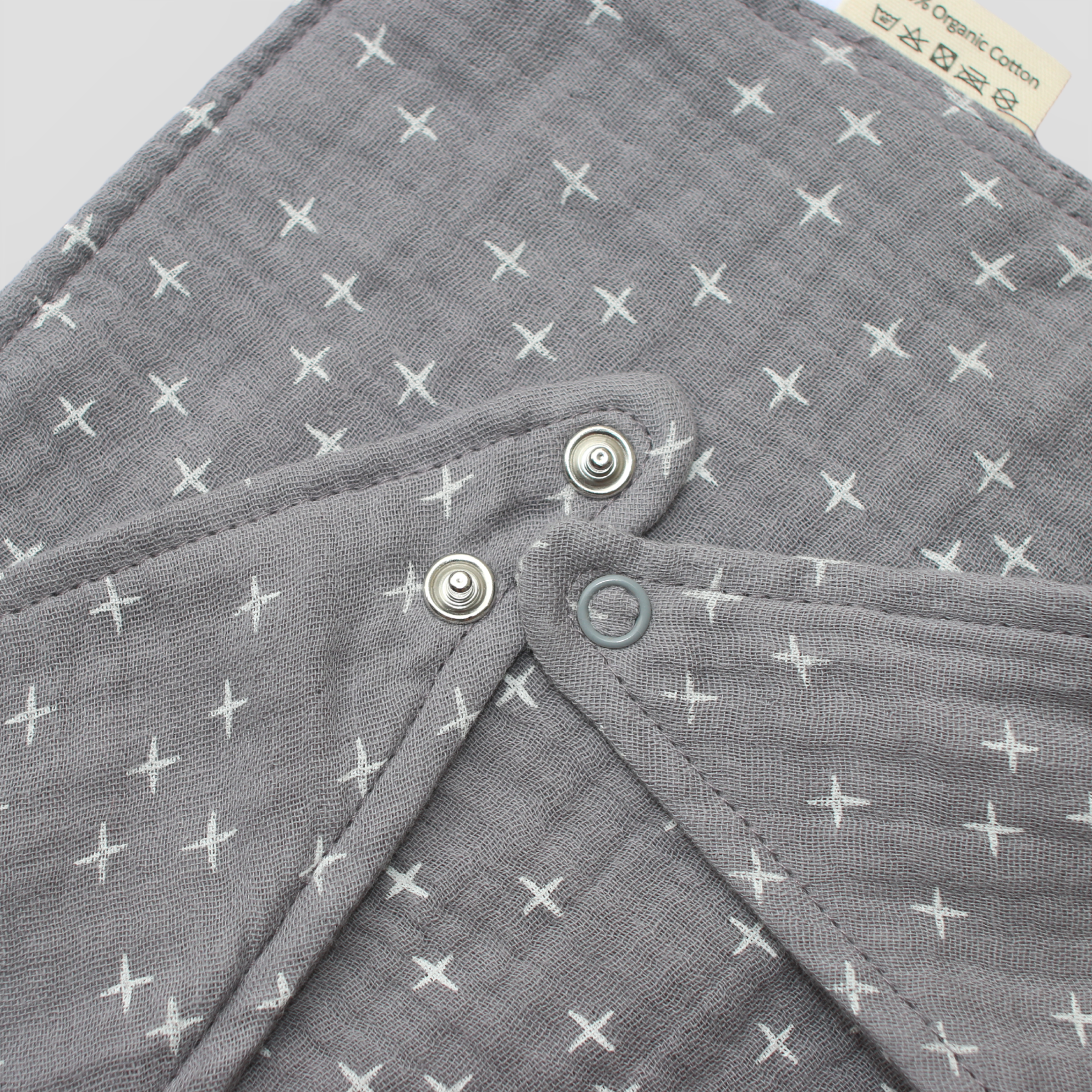 Organic Cotton Bib in Pebble Grey Star