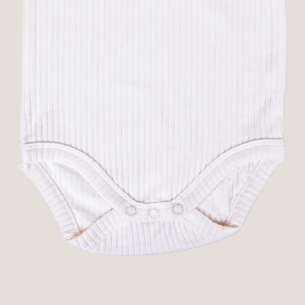 Ribbed Short Sleeve Romper in Winter White