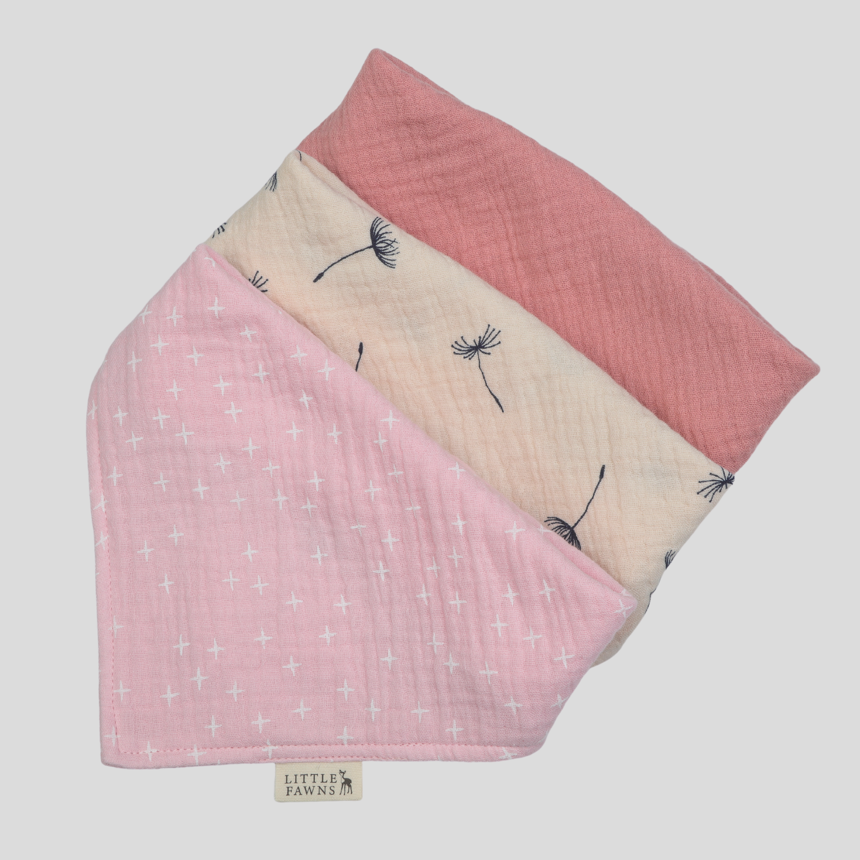 Organic Cotton Bibs Bundle (Baby Blush Star, Dandelion Vanilla, Dusty Pink)