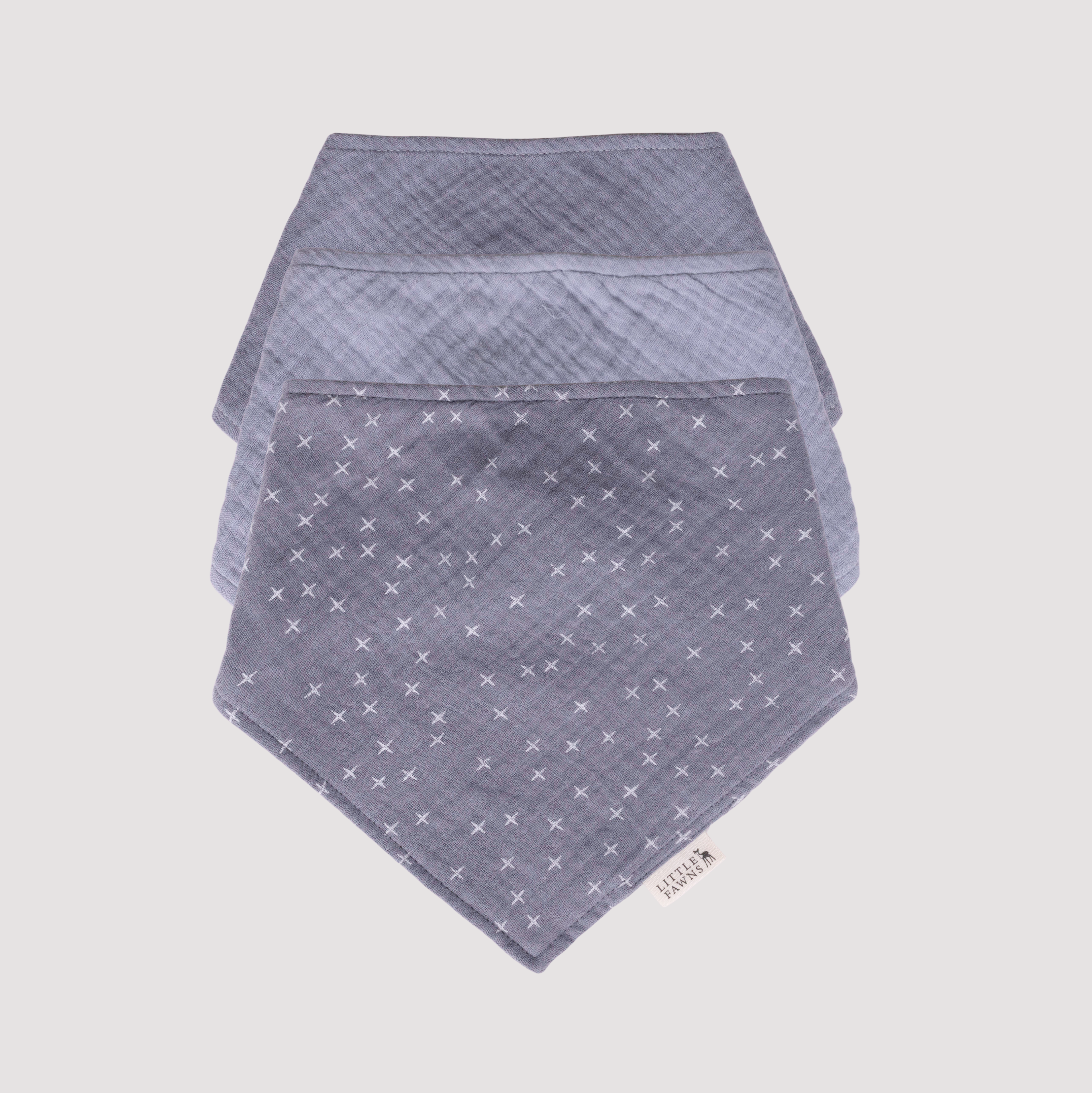 Organic Cotton Bibs Bundle (Pebble Grey, Gentle Grey, Pebble Grey Star)