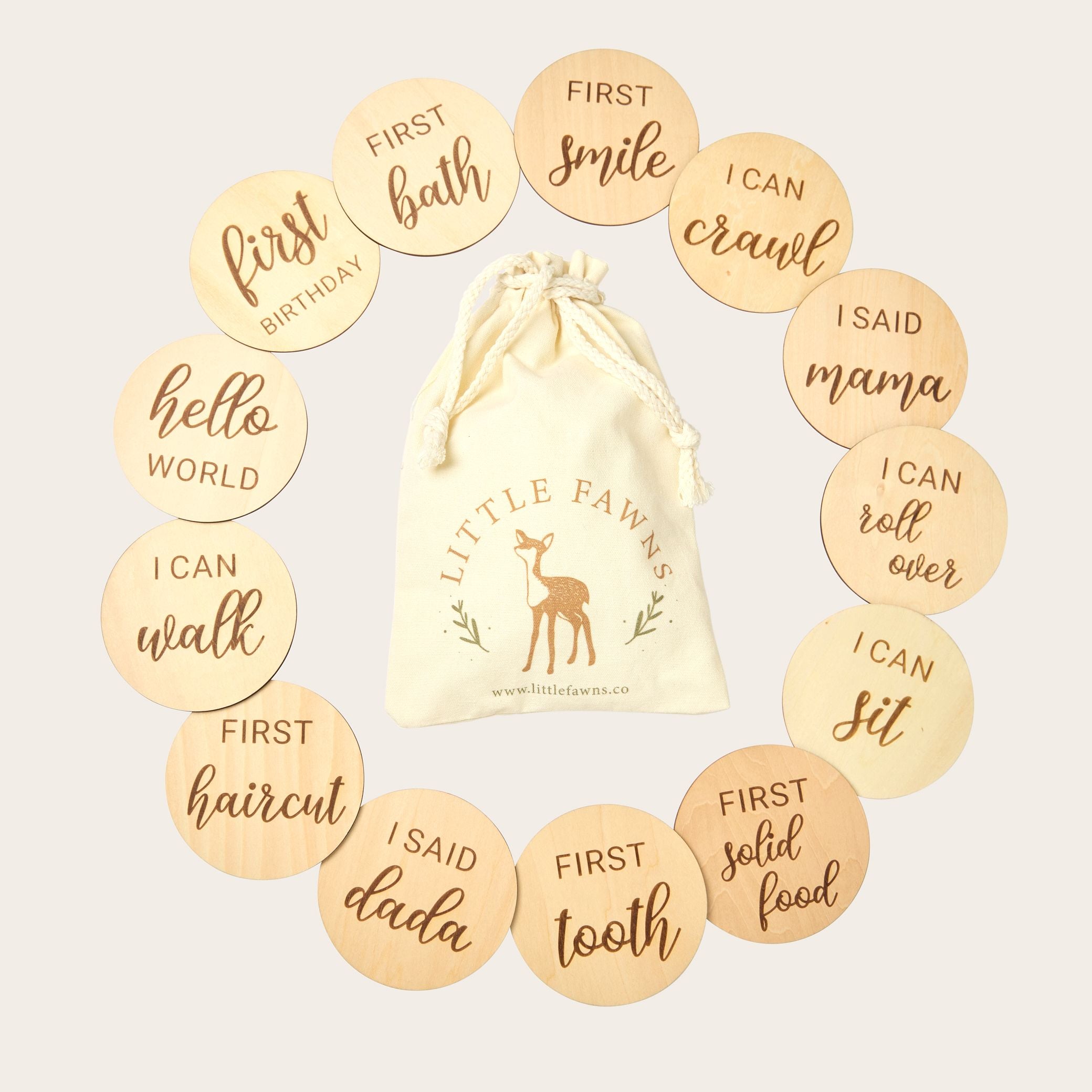 2 Sided Wooden Leaf Milestone Discs