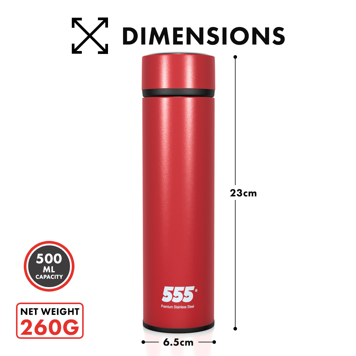 555 Stainless Steel Colour Vacuum Thermal Flask 500ml