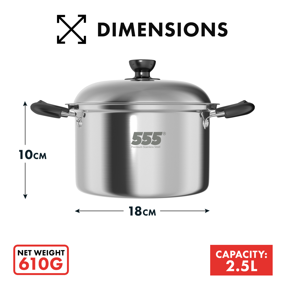 555 Classic Stainless Steel Cooking Pot