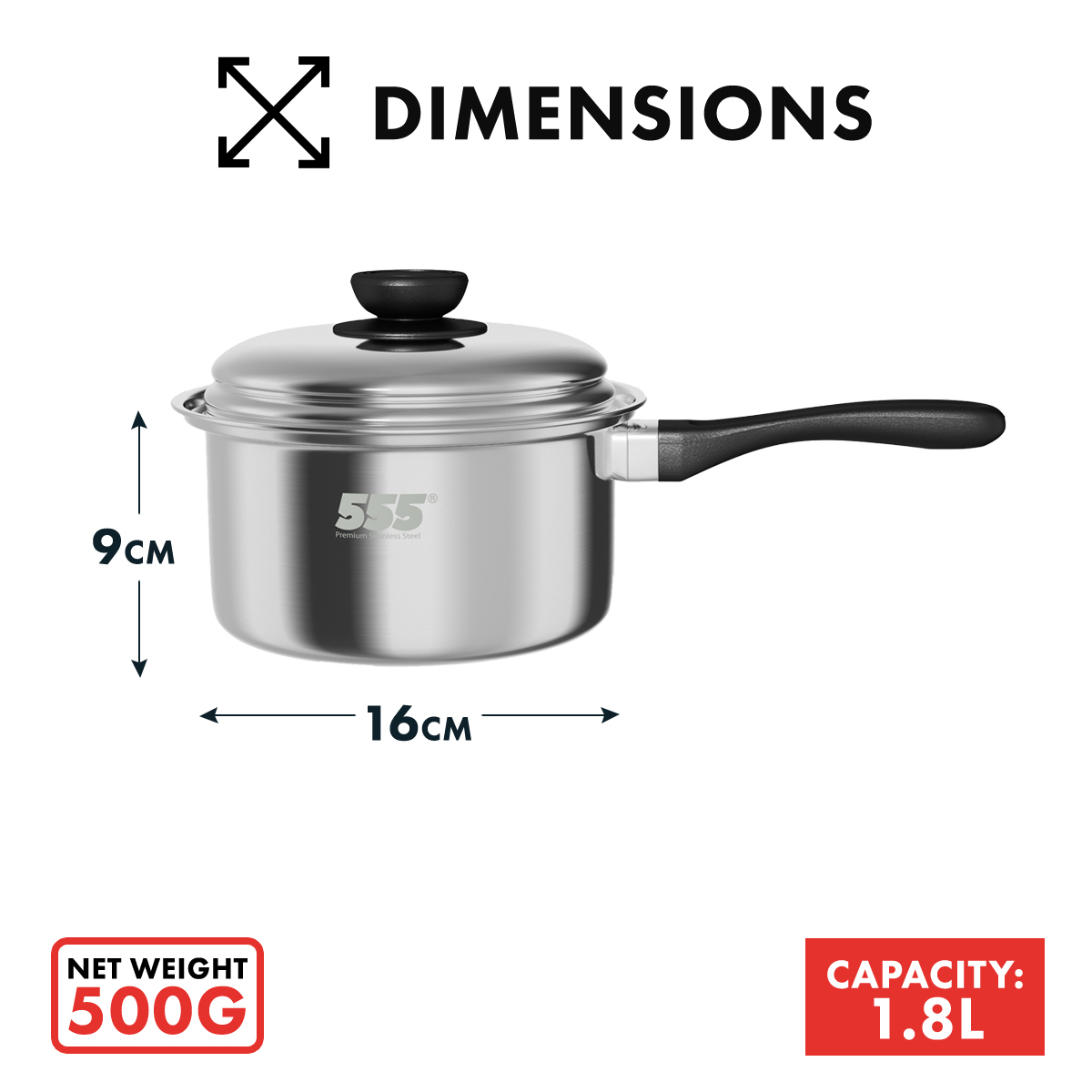 555 Classic Stainless Steel Saucepan