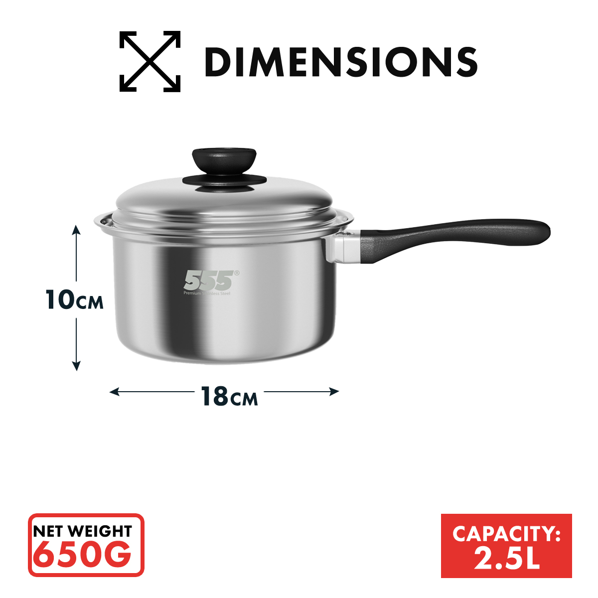 555 Classic Stainless Steel Saucepan