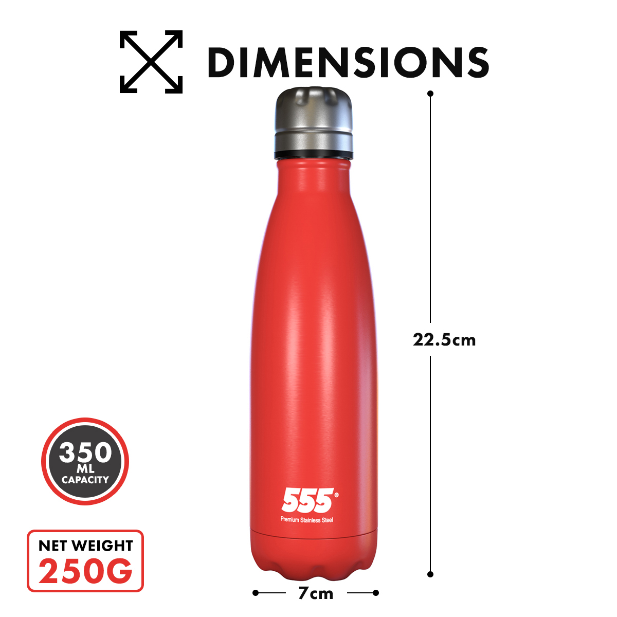 555 Stainless Steel Cola Bottle Style Vacuum Thermal Flask 350ml