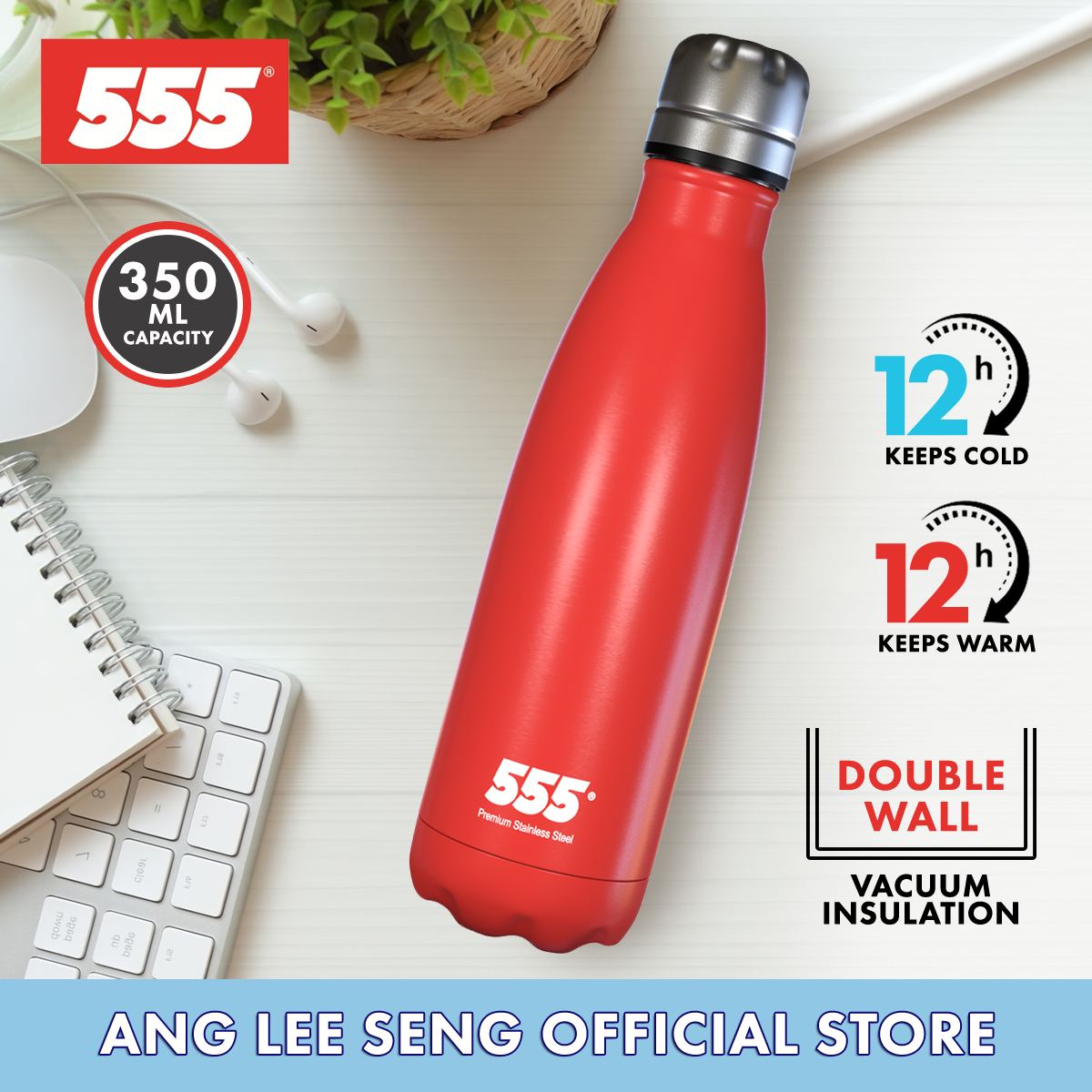 555 Stainless Steel Cola Bottle Style Vacuum Thermal Flask 350ml