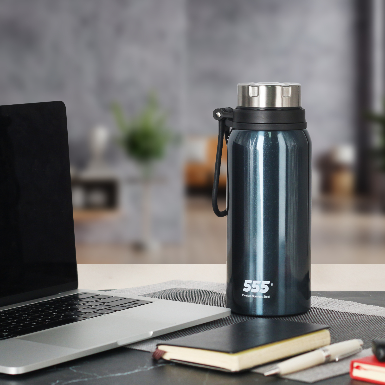 555 Stainless Steel Thermal Flask with Strap 1L