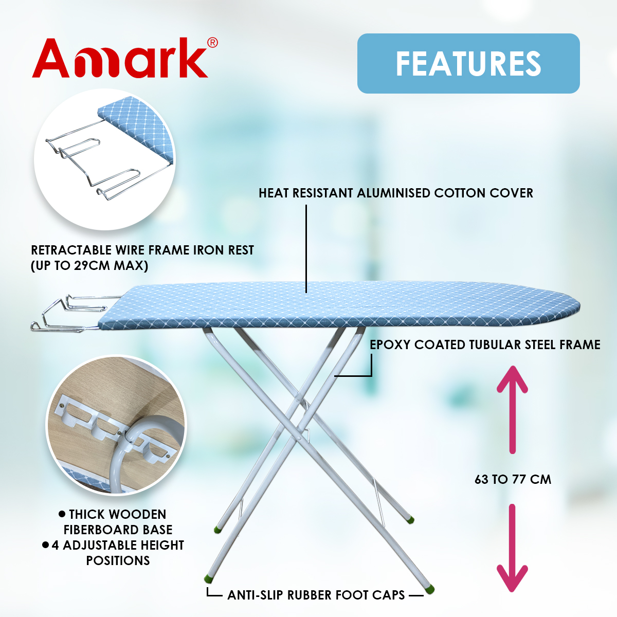 Amark Value H-Leg Wooden Ironing Board
