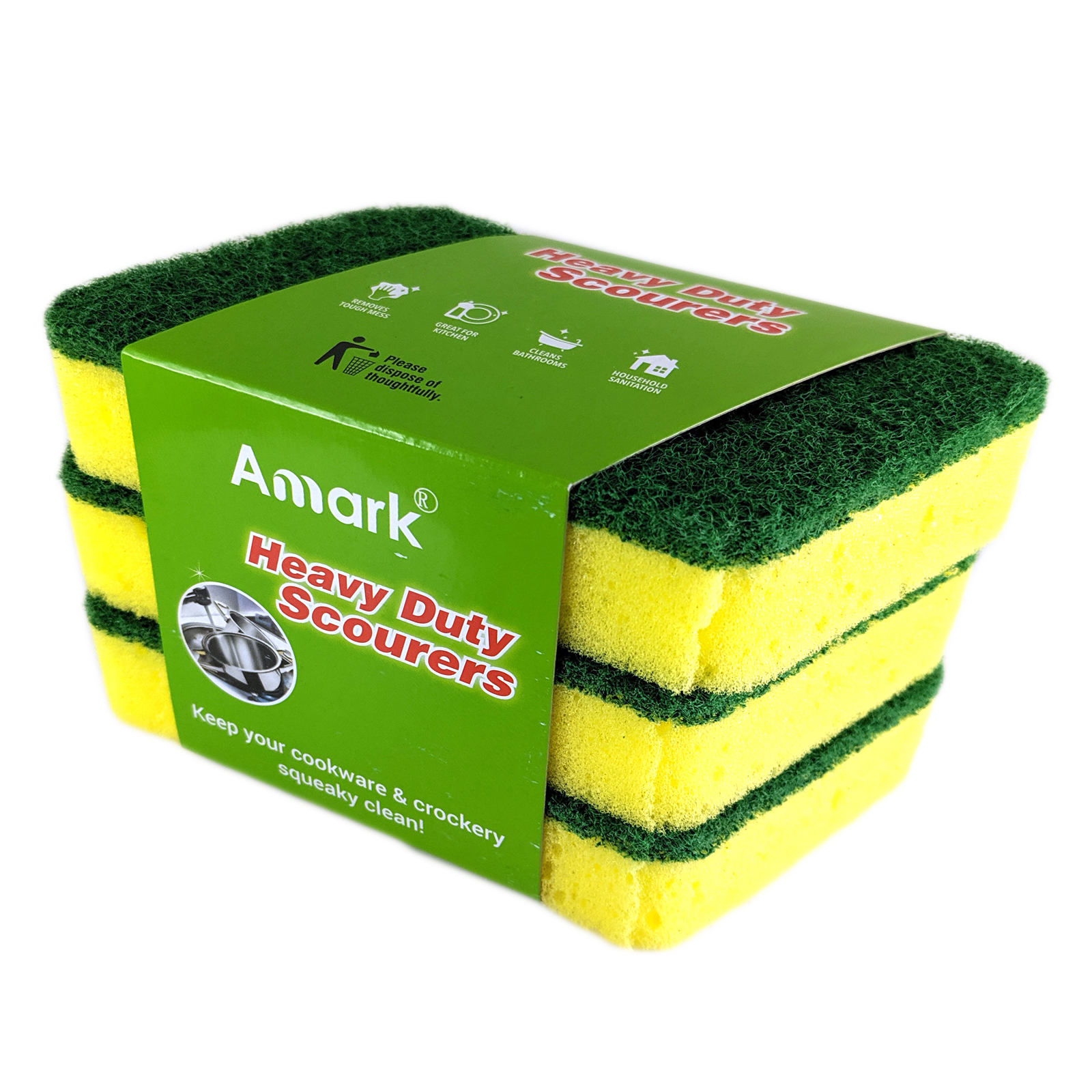 Amark Heavy-Duty Scouring Sponge 6-pc Pack