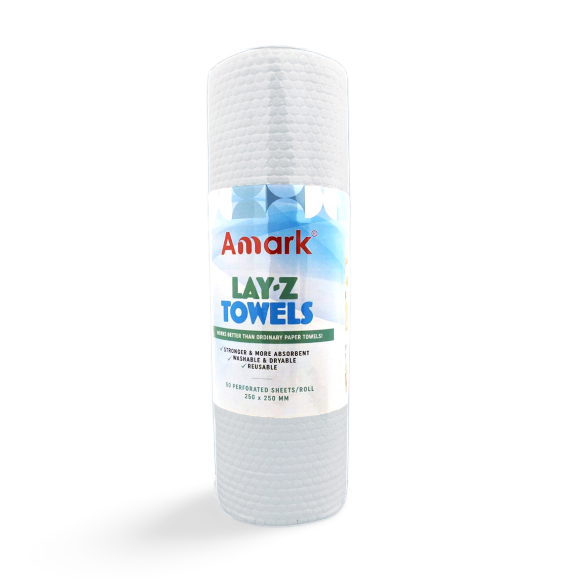 Amark Lay-Z Reusable & Washable Kitchen Towels 250 x 250mm - 50 Perforated Sheets/Roll