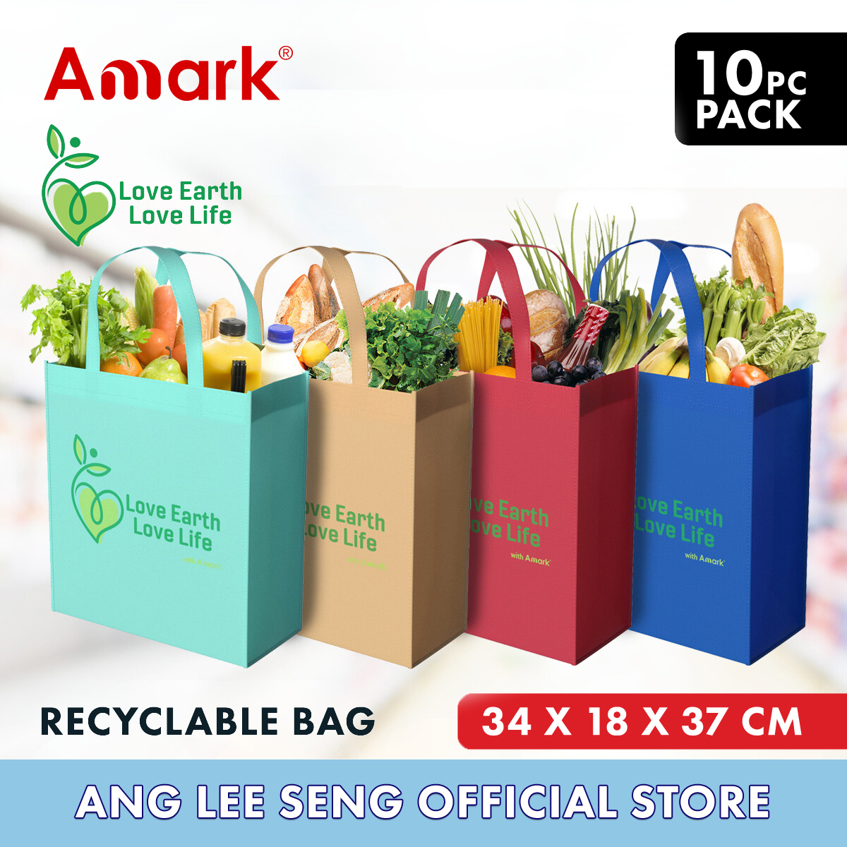 Amark Love Earth Love Life Recyclable Bag 10pc Pack