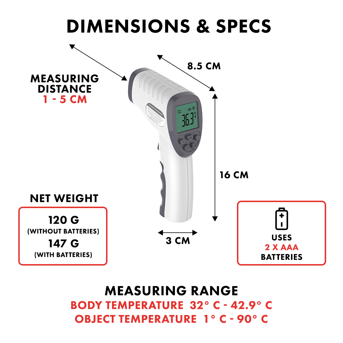 CLOC Infrared Forehead Body Thermometer