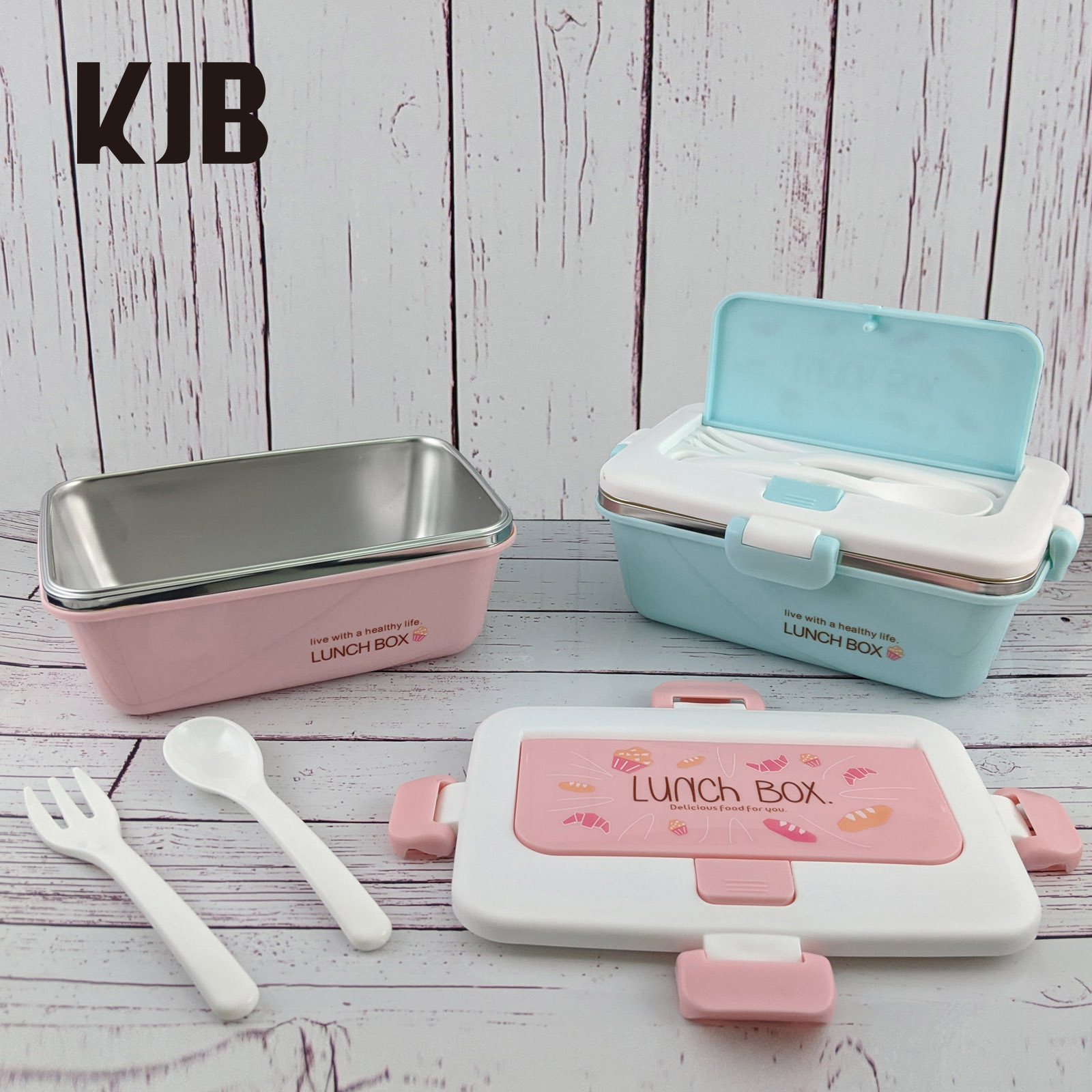 KangjiaBao Thermal Stainless Steel Bento Lunchbox with Cutlery Set Storage 900ml