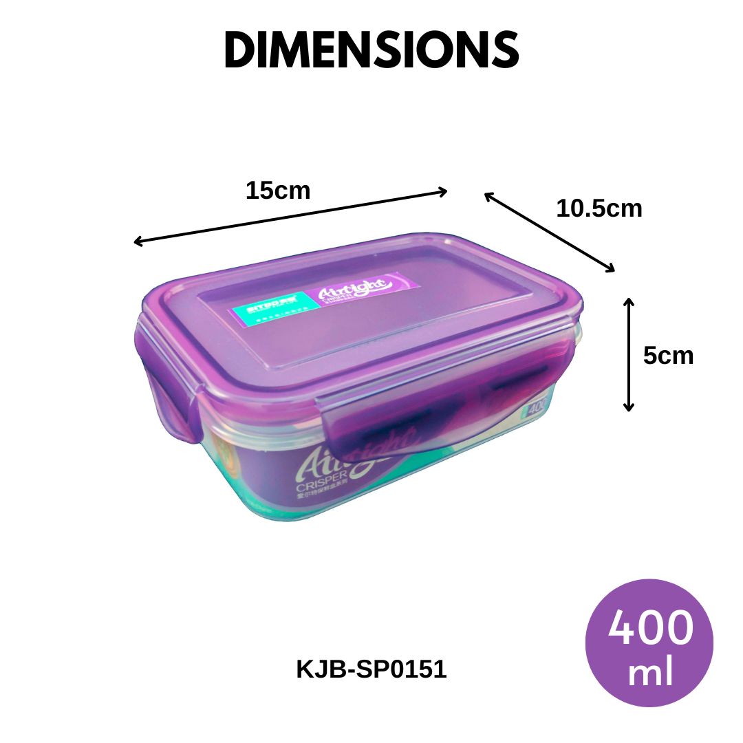Sitbo Small Rectangular Airtight Crisper Food Storage Container with Locking Clips